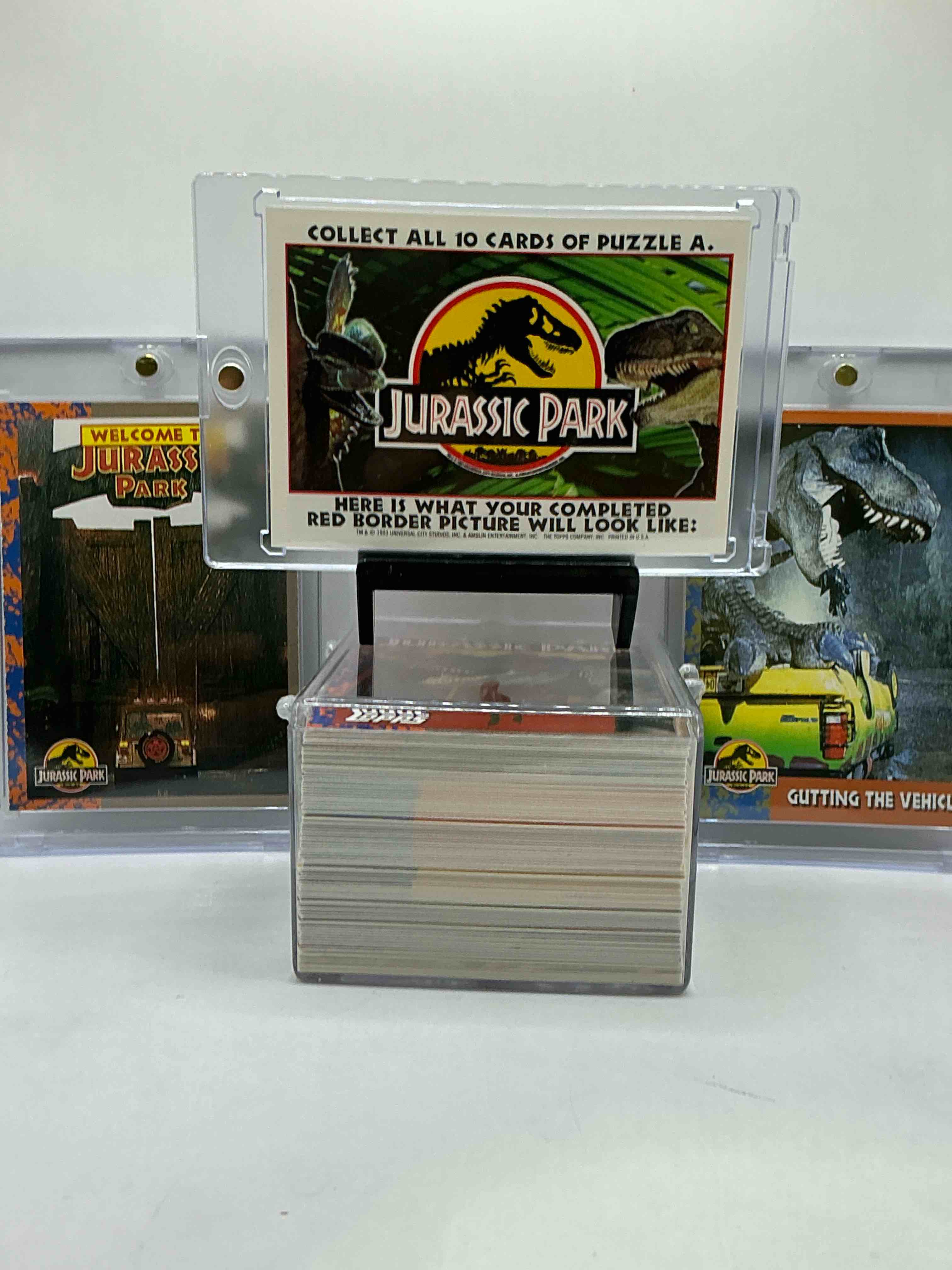Condition photo showing New/Like New for 1993 dinosaur history! complete, authentic, original jurassic park movie card & sticker set, excellent condition! own a piece of spielberg’s masterpiece! a serious pop culture collector item & very rare & hard to find with all 88 cards & 11 stickers!