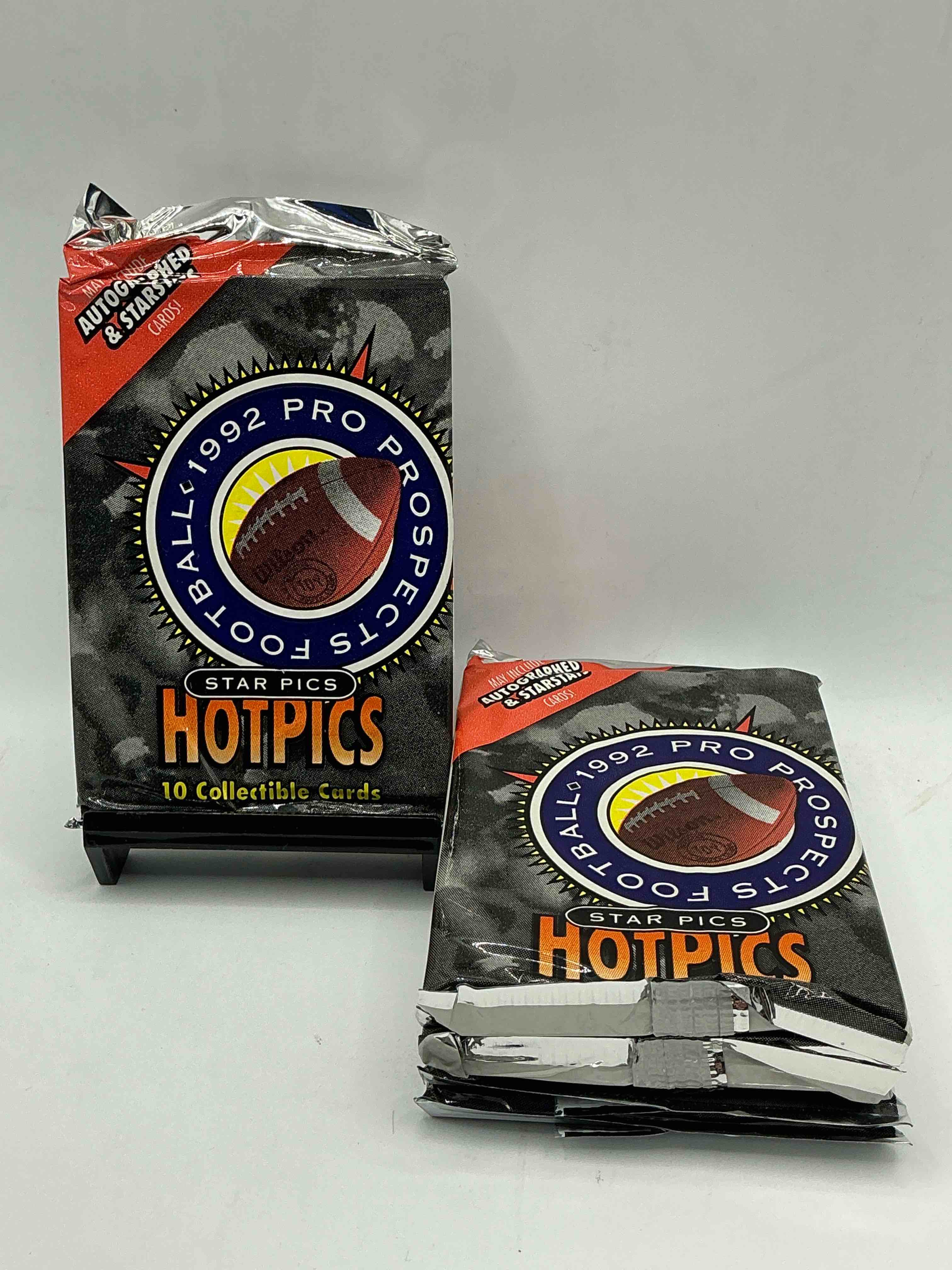 autographs & starstats! 1992 pro prospects football star pics “hotpics”! 10 cards per pack wow! great for any sports card collection!