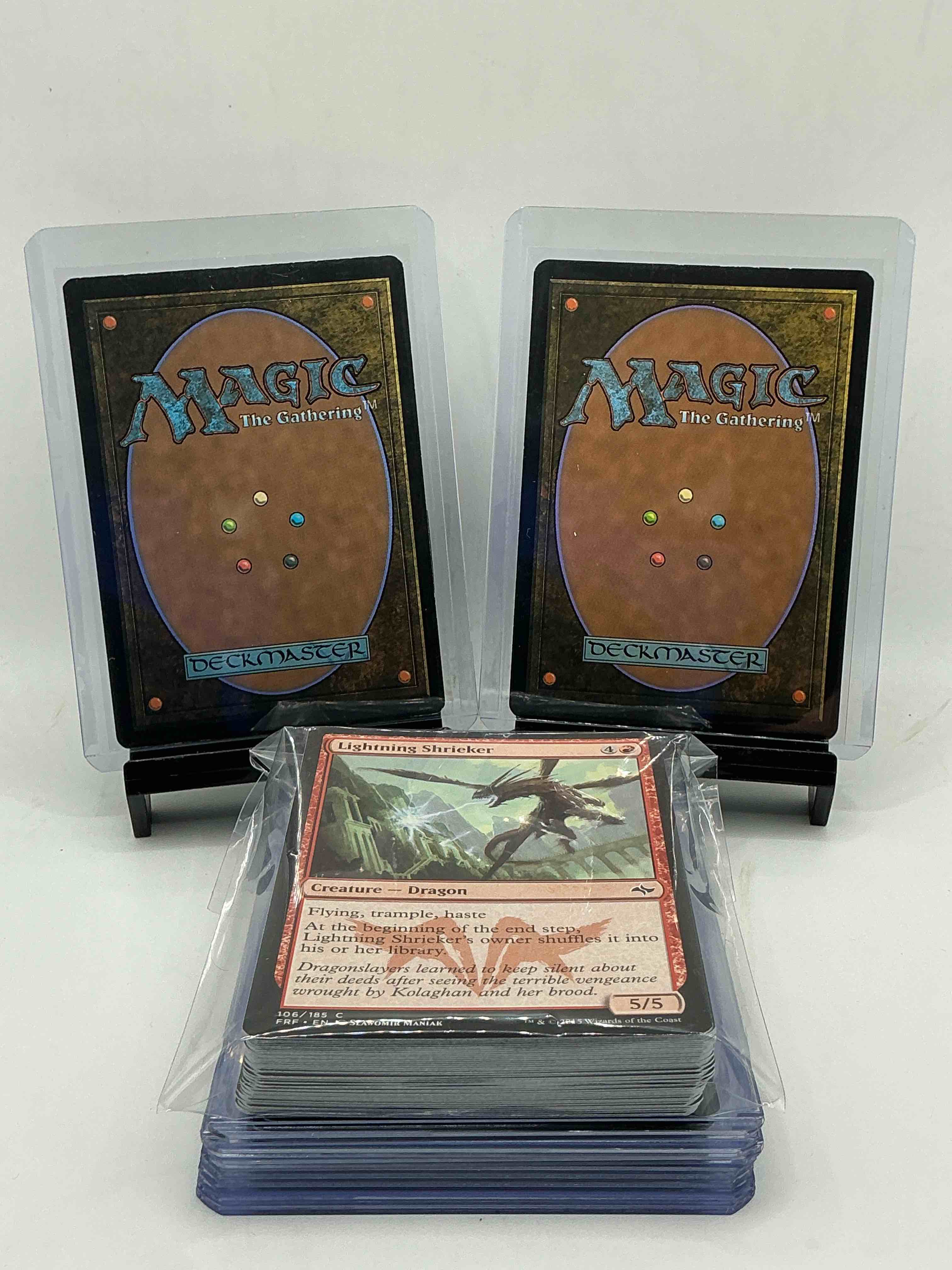 Condition photo showing New/Like New for magic the gathering 50 card lot! lot includes 10 rare or holo foil cards! all cards in excellent shape condition! a great way to join the mtg craze!