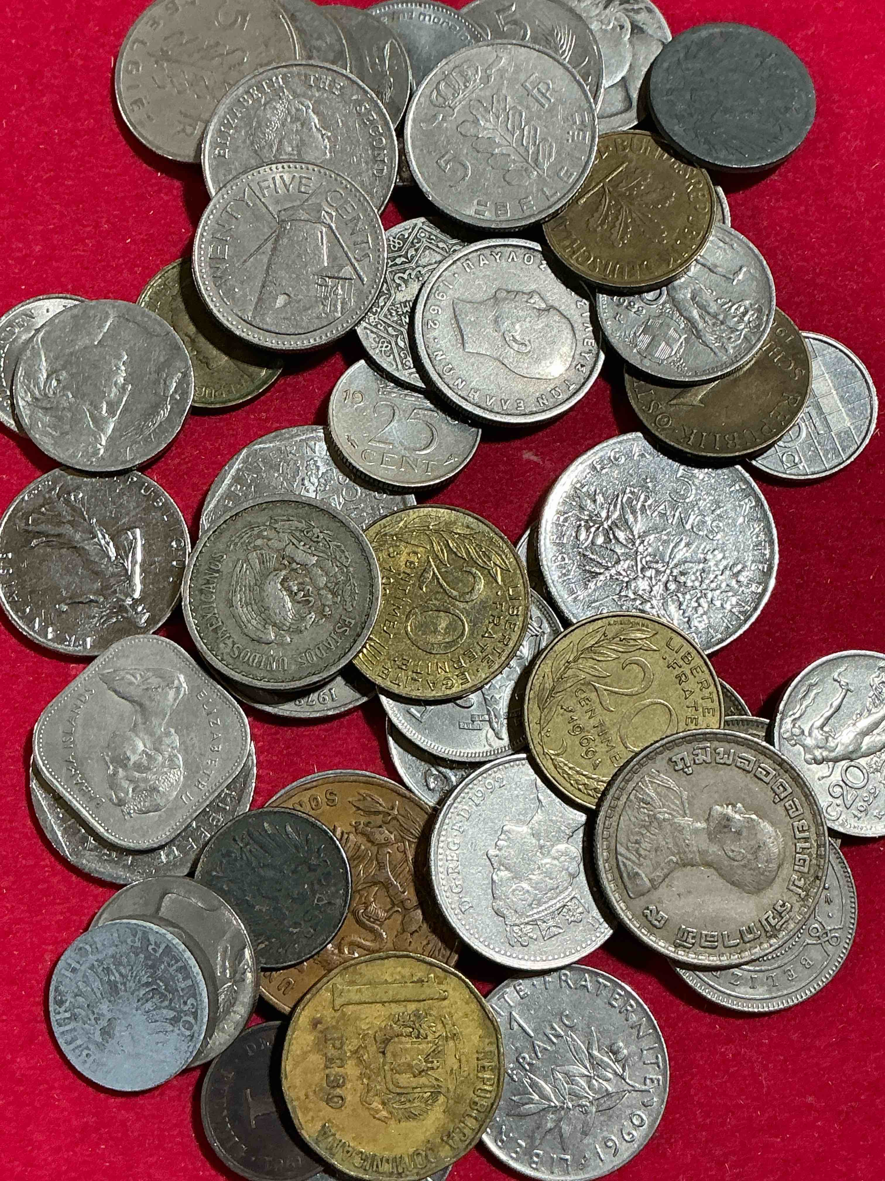 Condition photo showing Good Condition for world coins, antique & vintage! each lot is unique! many different years, countries, sizes & exotic places. this cool collection of antique coins from around the world is loads of fun! have fun identifying each coin & country as a great educational tool! a great investment too!