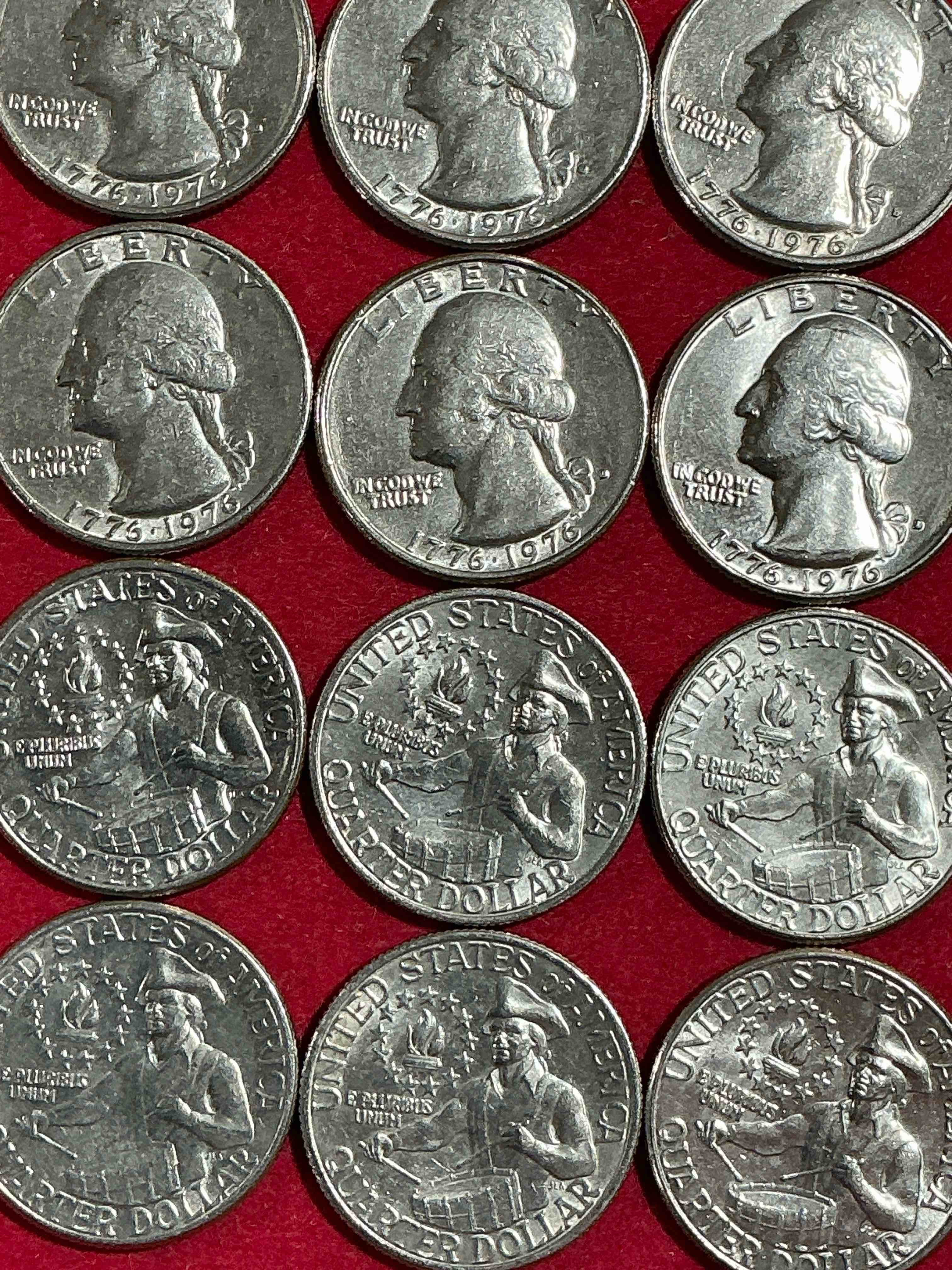 1976 bicentennial bliss! quarters! in 1976 the u.s. mint produced coins celebrating the 200 year anniversary of america. up for auction are awesome examples of bicentennial quarters produced for this... the infamous 200 year anniversary edition! highly desirable for collectors! own pieces of history & get ready for america's 250 year anniversary coming soon!