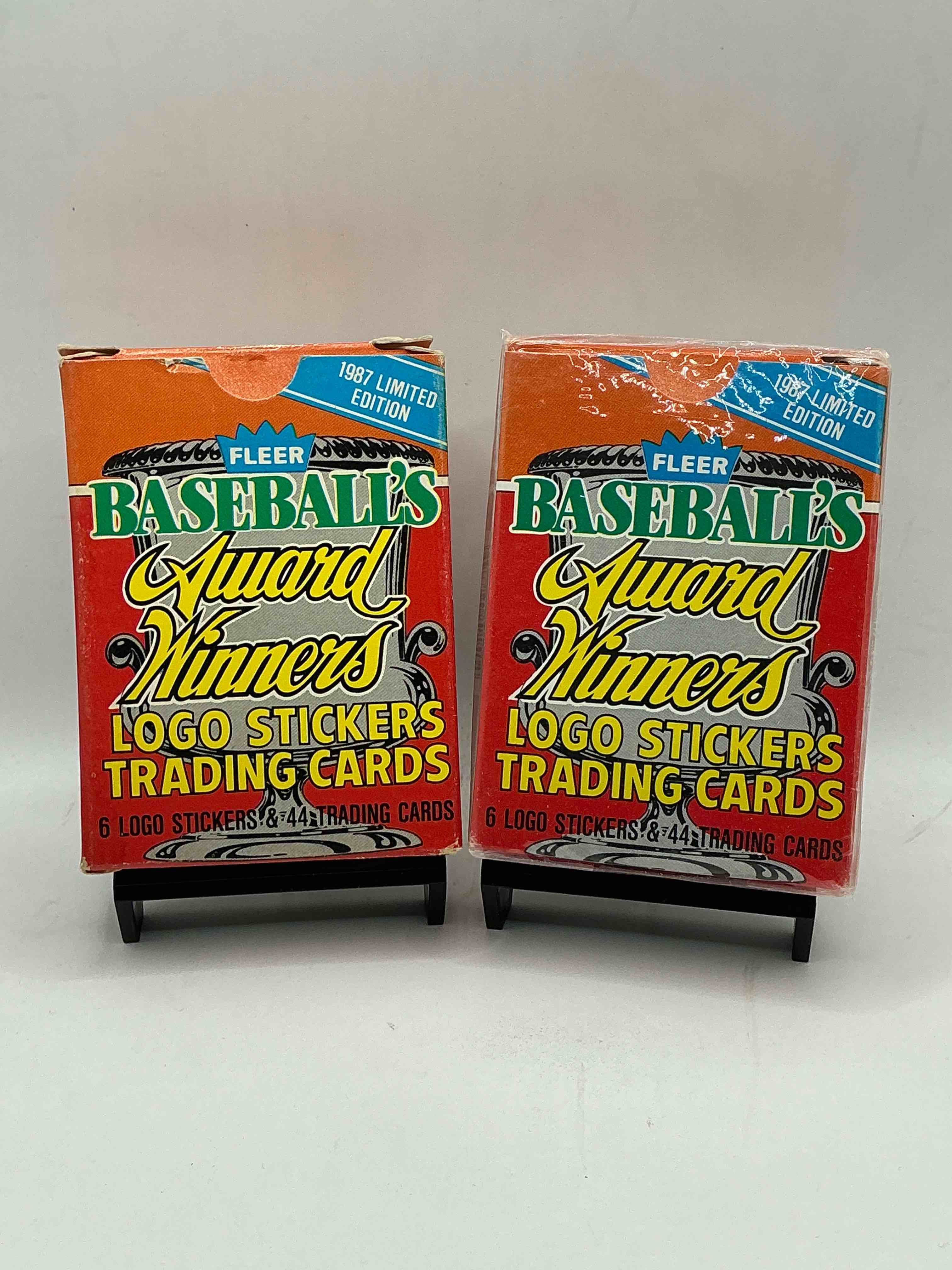 1987 fleer baseball limited edition baseball superstars logo stickers & trading cards boxes! the complete limited edition set inside! clemens, gwynn & more legends!