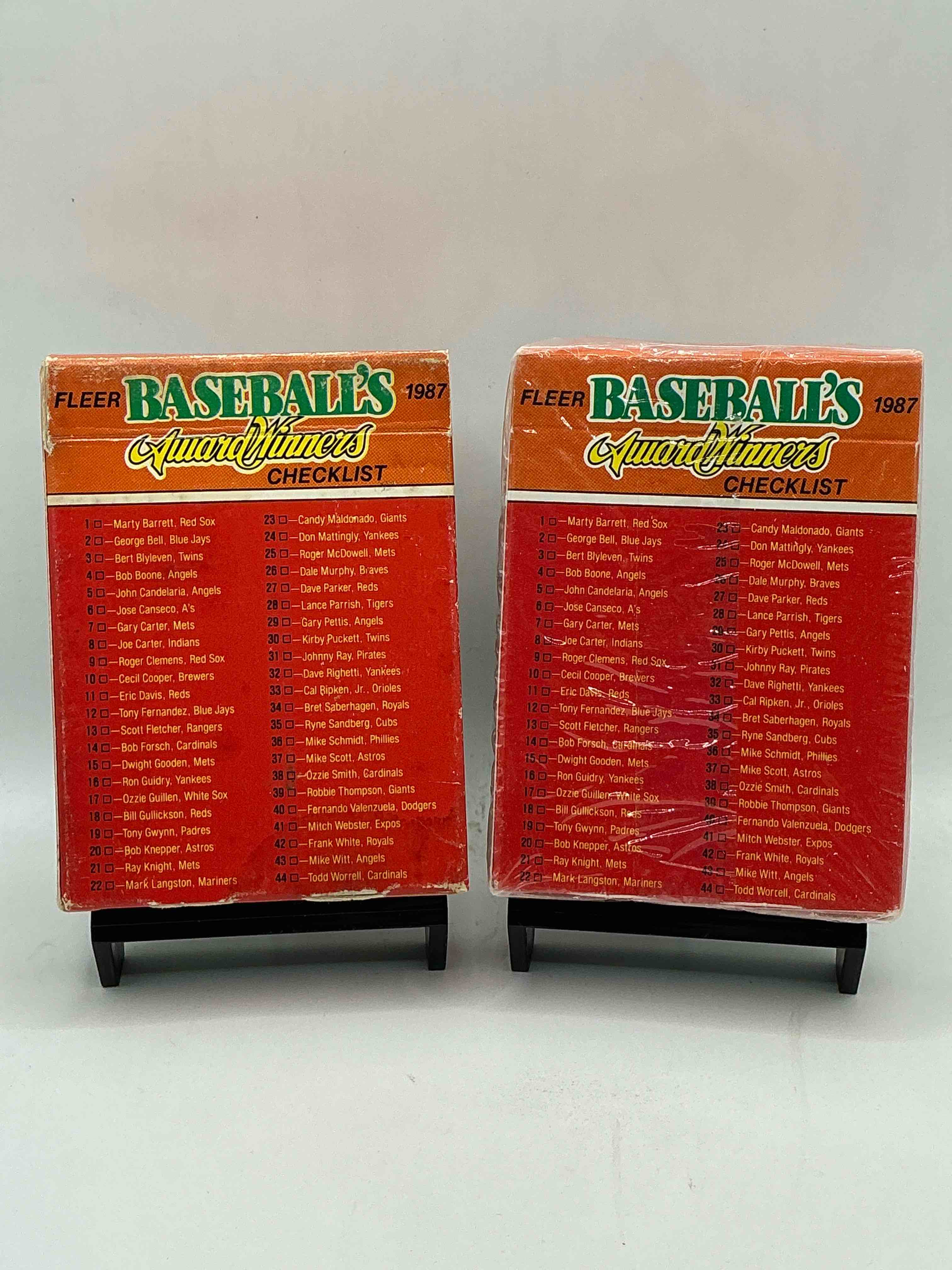 Condition photo showing New/Like New for 1987 fleer baseball limited edition baseball superstars logo stickers & trading cards boxes! the complete limited edition set inside! clemens, gwynn & more legends!