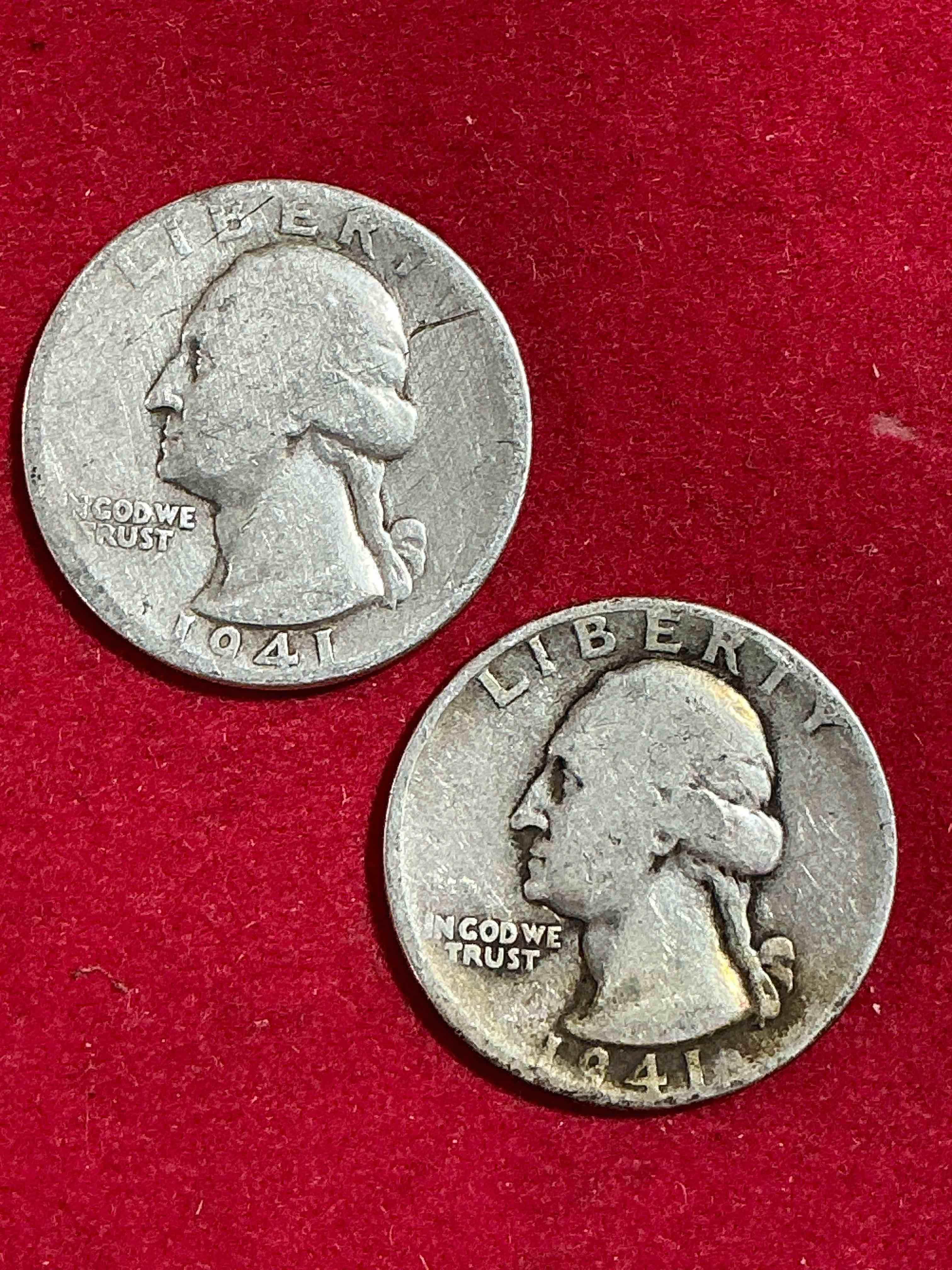 george washington brilliant circulated world war ii silver! pre 1965 u.s. quarter dollar coins were actually silver, here are great examples of awesome, pristine george washington silver quarter, stunning & circulated! rare mints! great for investing in precious metals! these coins were minted at 90% silver and 10% copper, giving them a net weight of .18084 ounces of pure silver per coin! very hard to find, stunning! invest in fine u.s. silver!