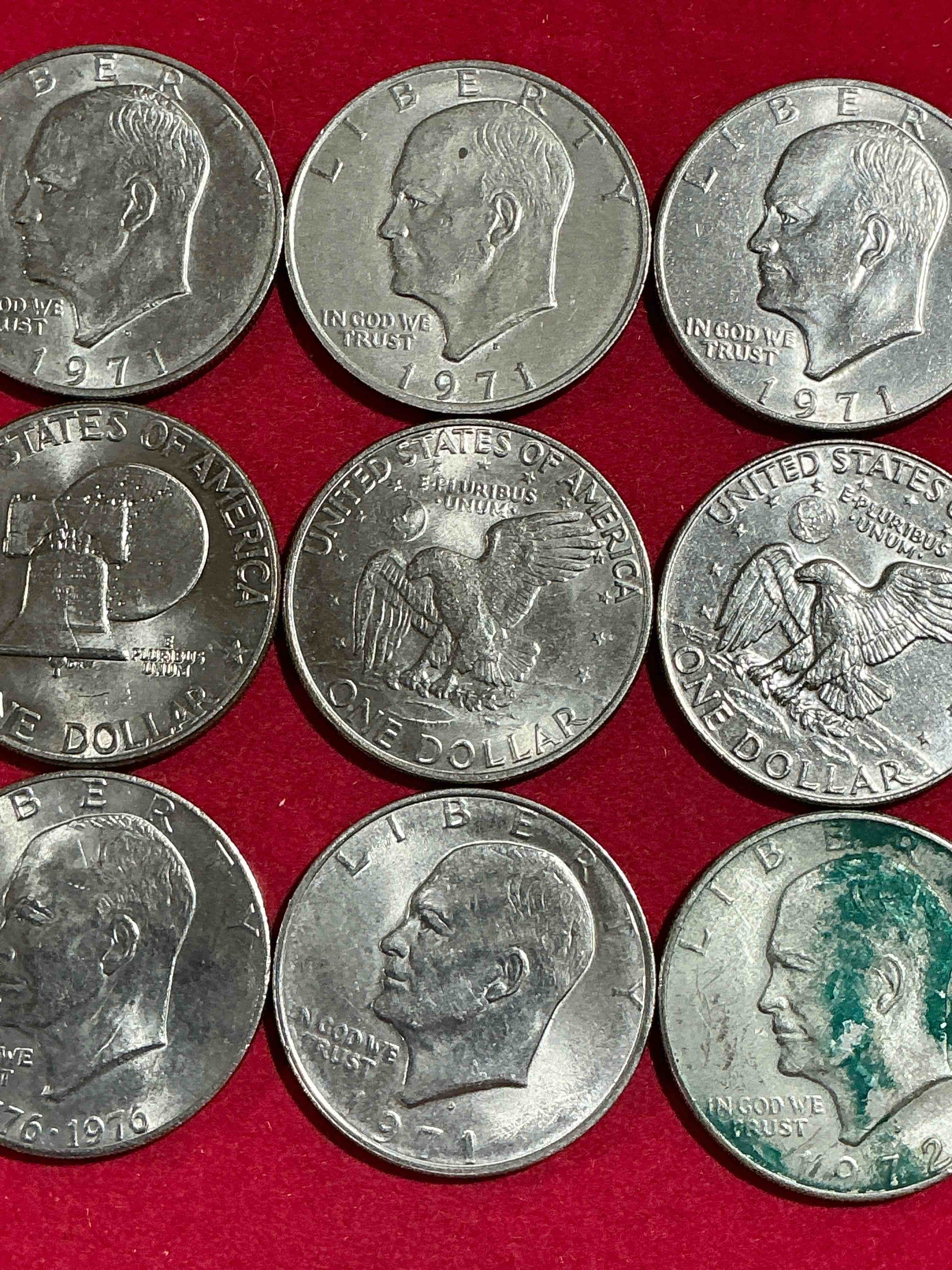 eisenhower dollars! here’s 9 circulated “ike” dollars! up for auction are ike one dollar coins from different years! 1976! awesome ike dollars!