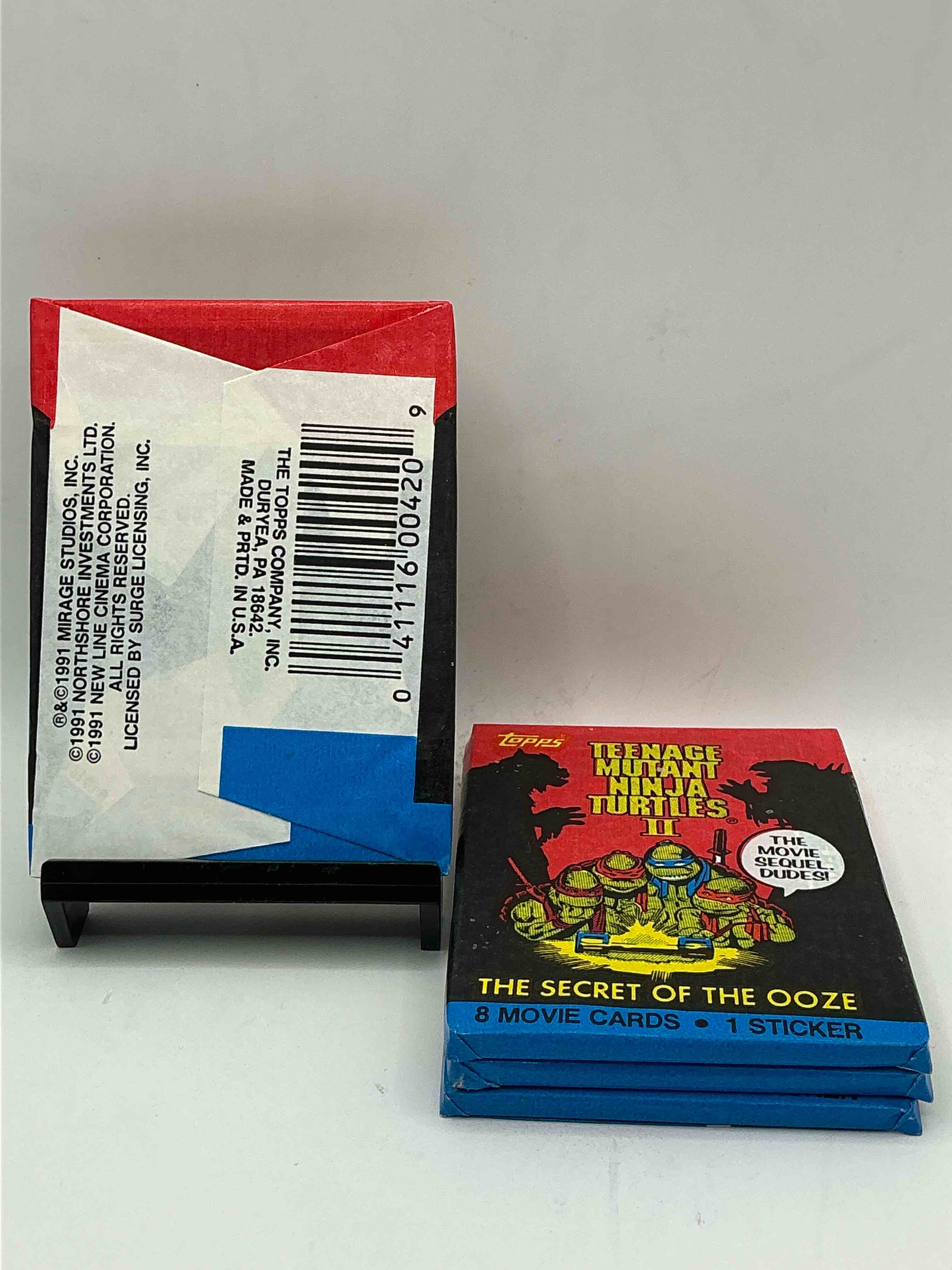 Condition photo showing New/Like New for ninja turtle fans rejoice! rare 1991 tmnt ii movie card wax packs, sealed & unopened direct from original retail case! a super rare serious collectible!
