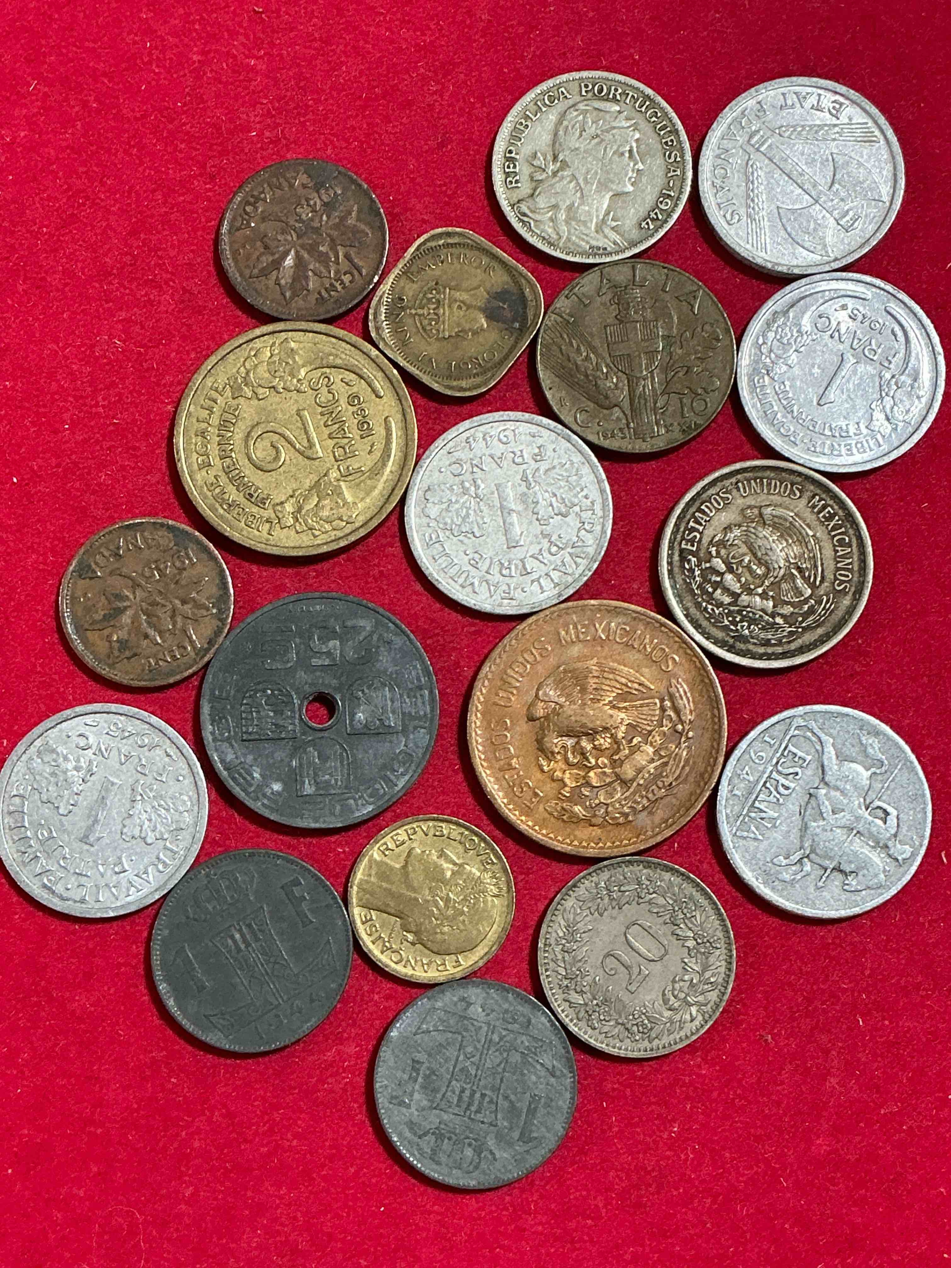 Condition photo showing Good Condition for world war two buffs rejoice! up for auction is an awesome collection of world war ii era coins (1939-1945) from around the world! really hard to collect & find in one place! really cool pieces of history!