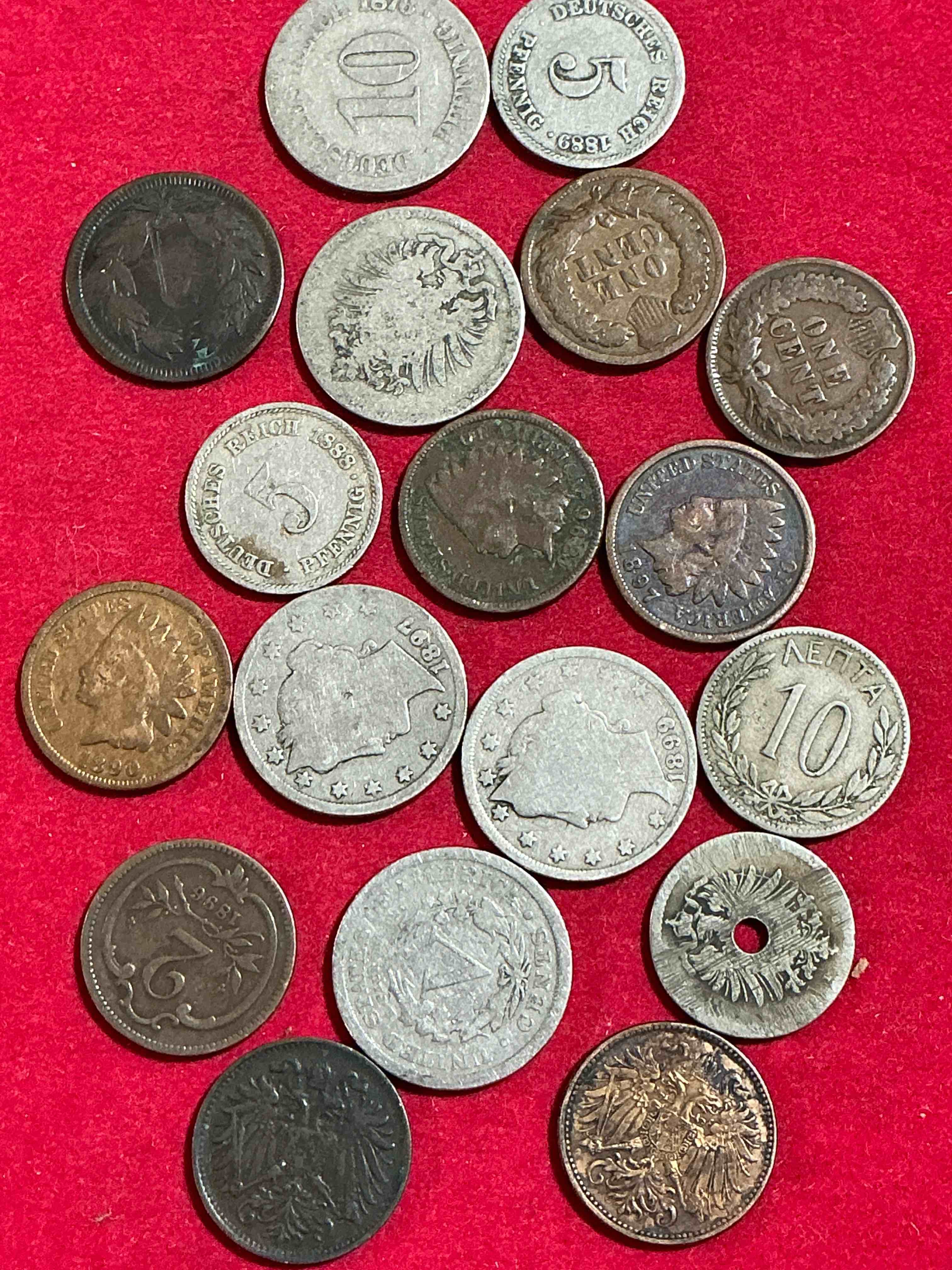 Condition photo showing Good Condition for 1800’s coins!!! lot of 18 coins all from the 19th century! each one is unique and has seen 100s of years of history!
