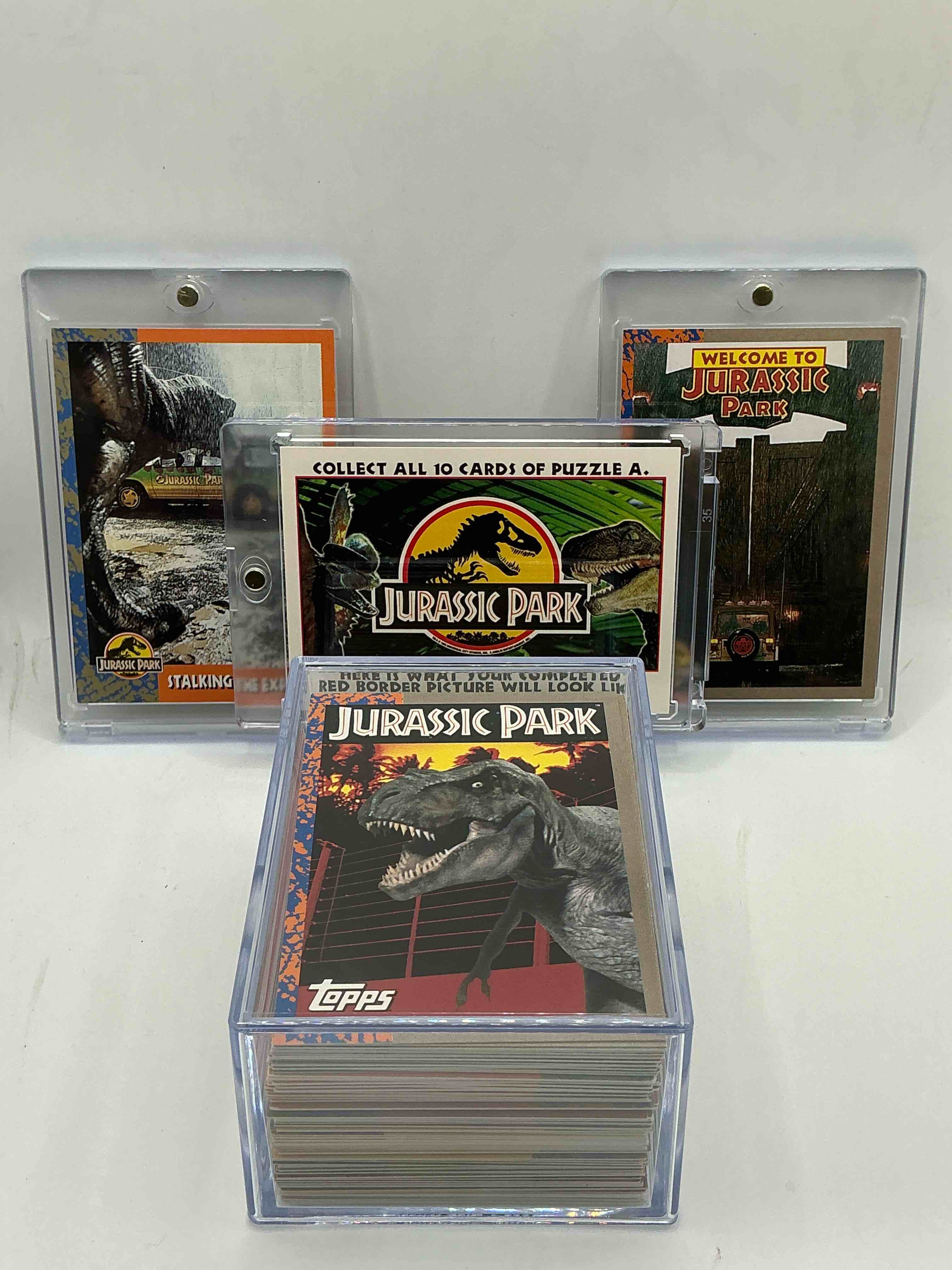 Condition photo showing New/Like New for 1993 dinosaur history!  complete, authentic, original jurassic park movie card & sticker set, excellent condition!  own a piece of spielberg’s masterpiece!  a serious pop culture collector item & very rare & hard to find with all 88 cards & 11 stickers!