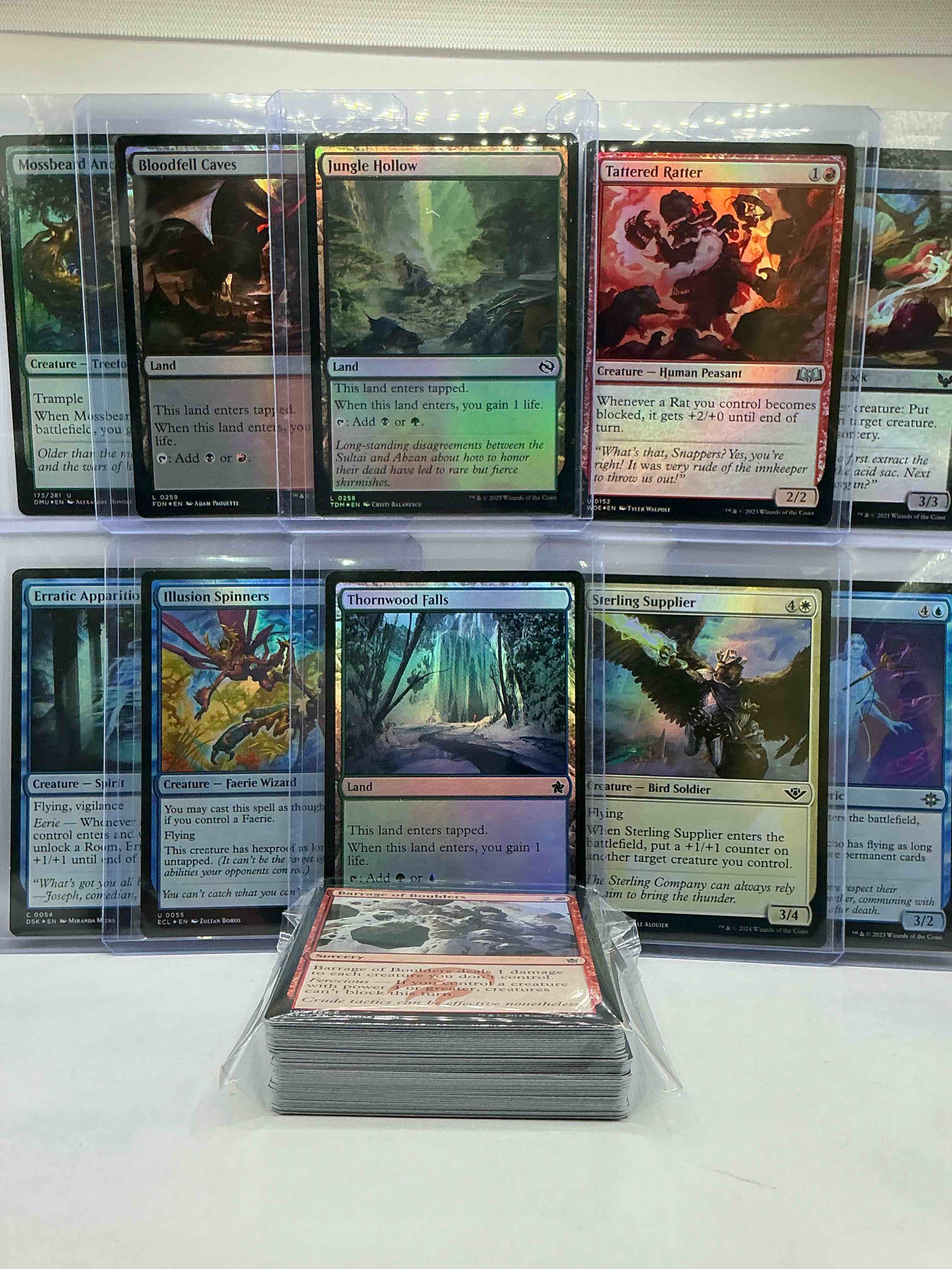 Condition photo showing New/Like New for magic the gathering 50 card lot! lot includes 10 rare or holo foil cards! all cards in excellent shape condition! a great way to join the mtg craze!