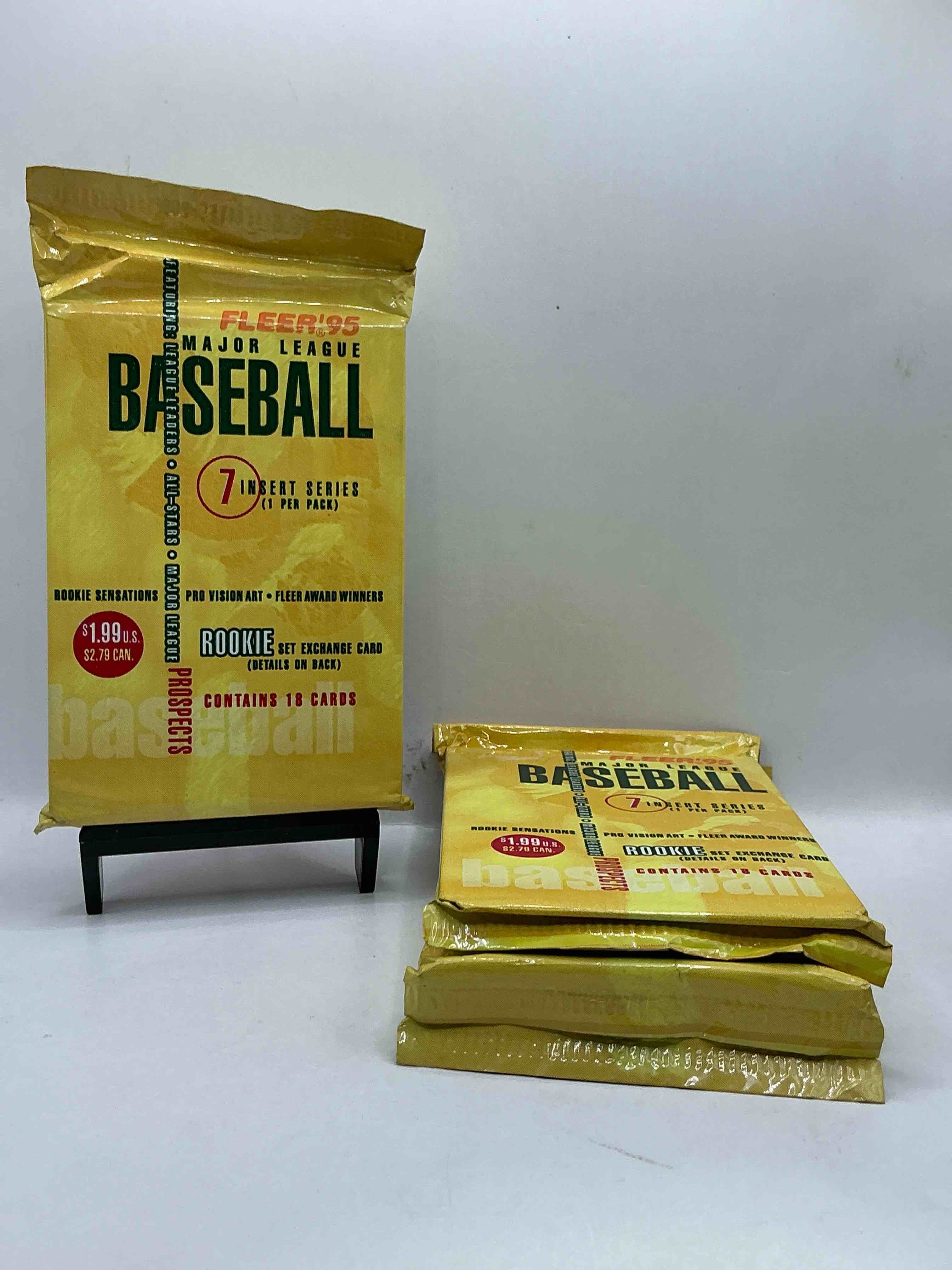 1995 fleer baseball 7 insert series, look for rookie exchange card set! look for legends, rookies & more! fleer baseball 1995!