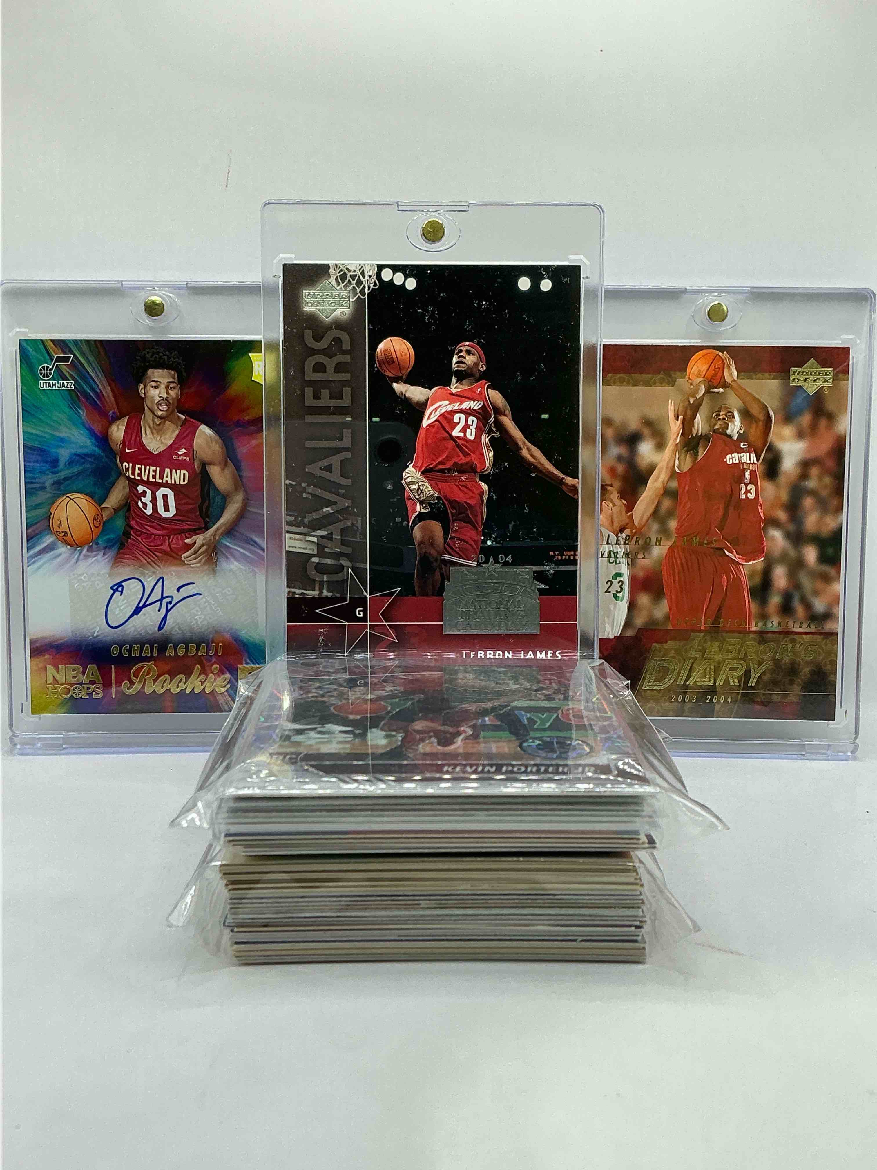 lebron james first year card, upper deck rookie lebron james & signed ochai agbaji rookie & more! cavaliers craziness! cleveland cavs rookies, heroes, legends, vintage & new & commons & more! wow!