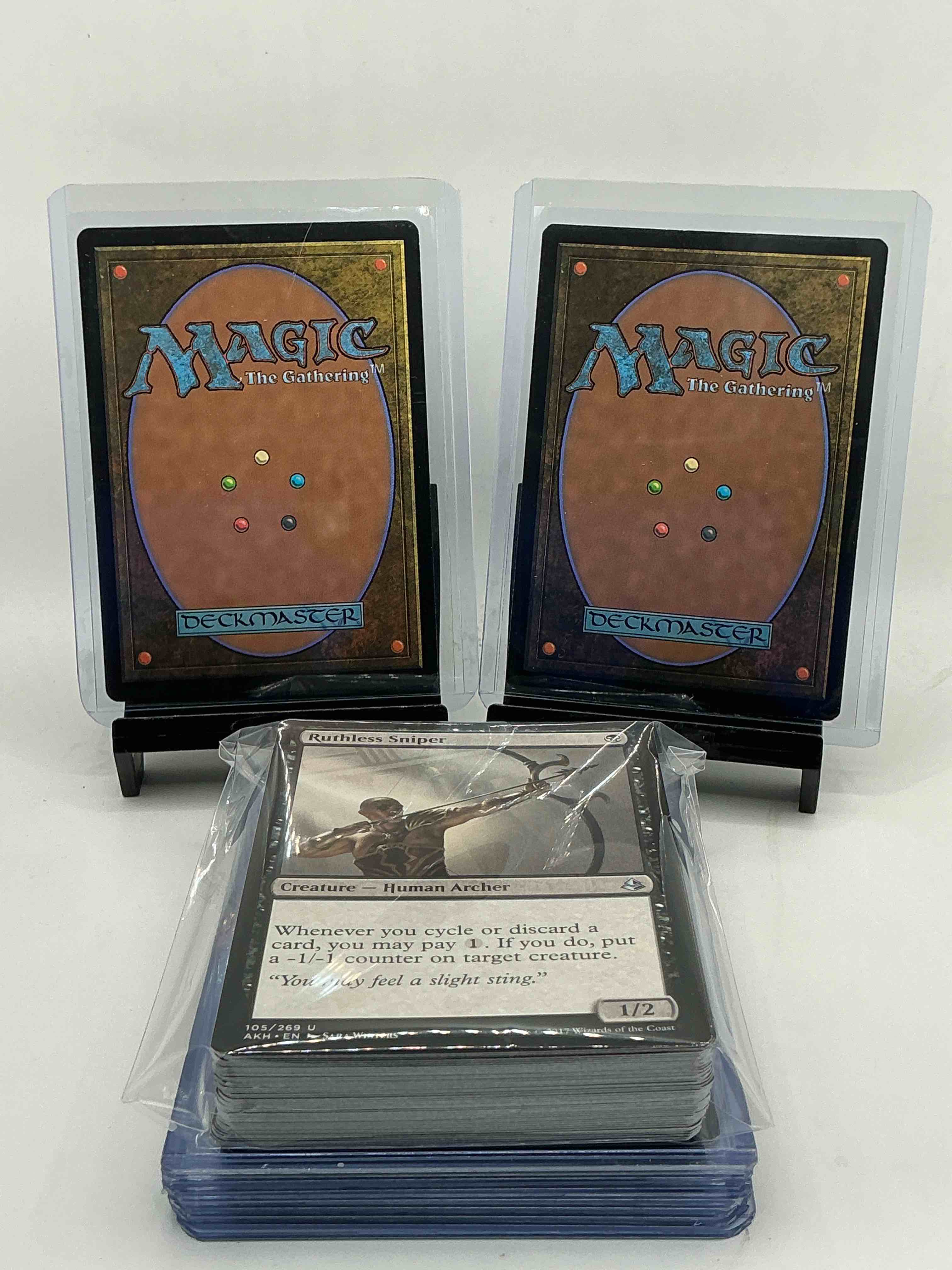 Condition photo showing New/Like New for magic the gathering 50 card lot! lot includes 10 rare or holo foil cards! all cards in excellent shape condition! a great way to join the mtg craze!