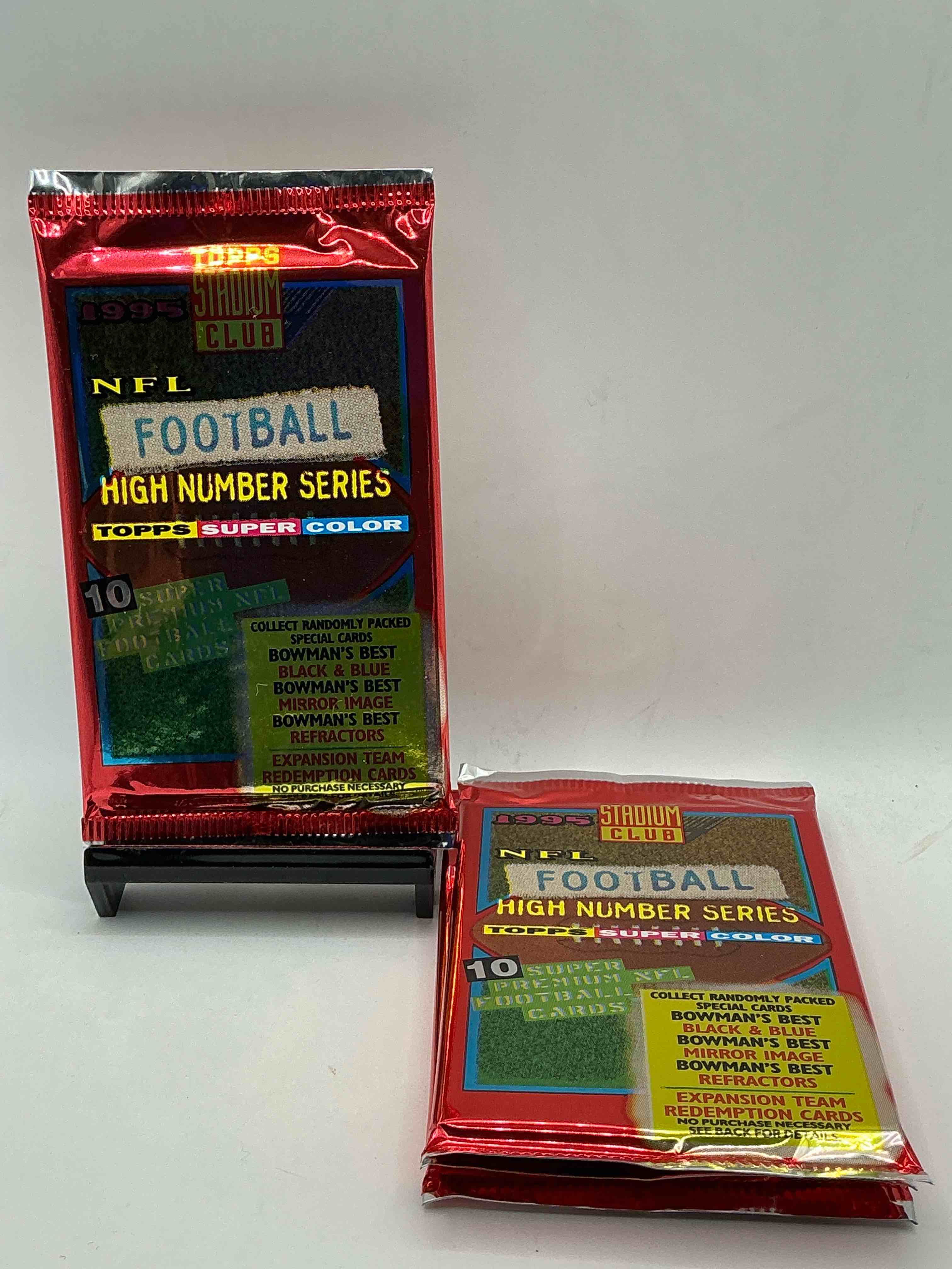 1995 NFL Football High Number Series Topps Stadium Club Super Color! 10 Super Premium NFL Football Cards! Collect Randomly Packed Cards, Bowman’s Best, Black & Blue, Mirror Image, Refractors & More! Rare Packs!