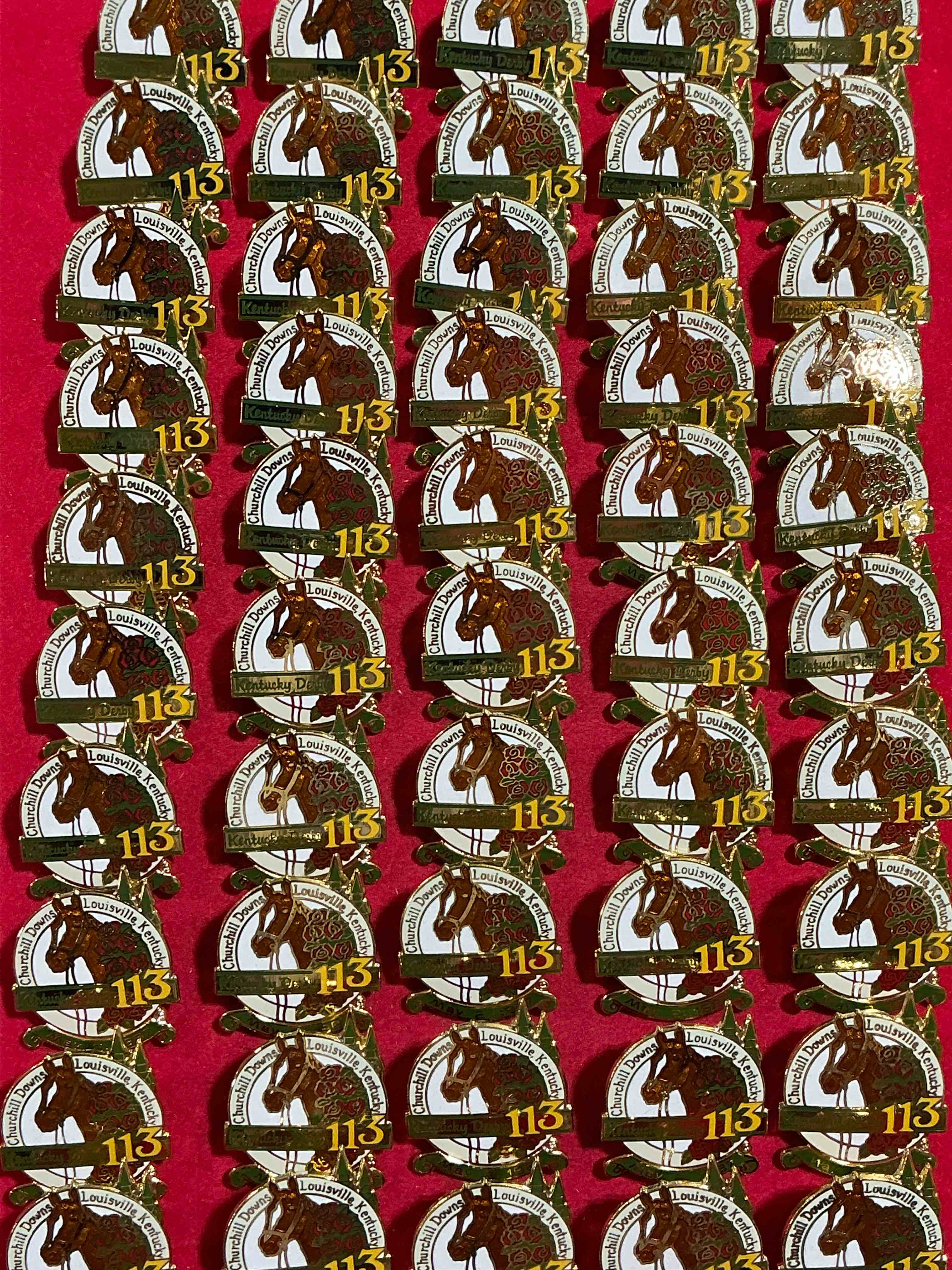KY Derby Fans WOW!  Beautiful KY Derby Pins From The 113th Running!  All Have Back Pins & Are In Like New Condition! Nearly Impossible To Collect!  