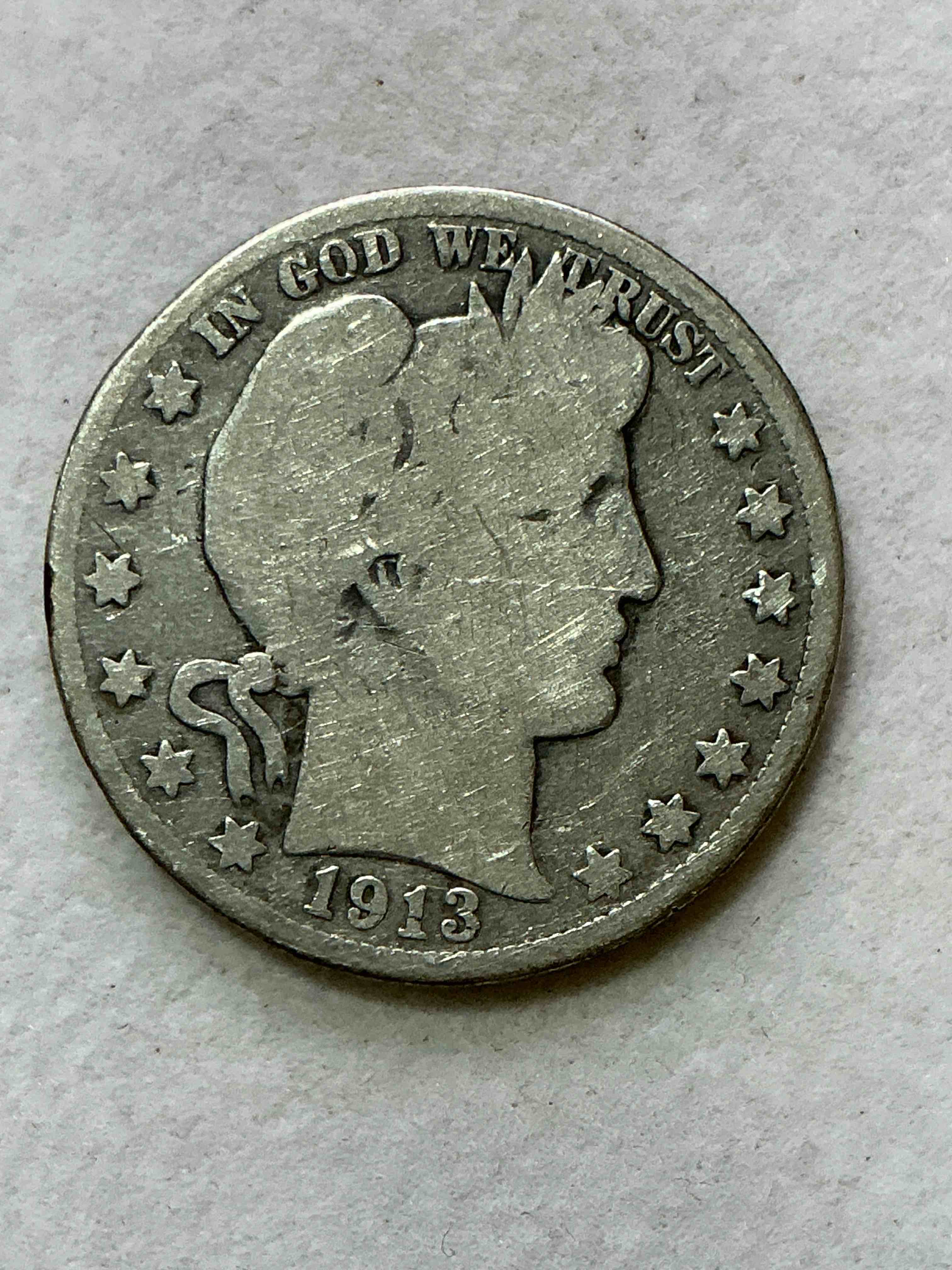 1913 silver! world war i era american silver! barber quarter from the world war i era! these quarters are 90% fine us silver & super rare, even more rare with wwi era dates! beautiful & circulated! perfect addition to any collection!