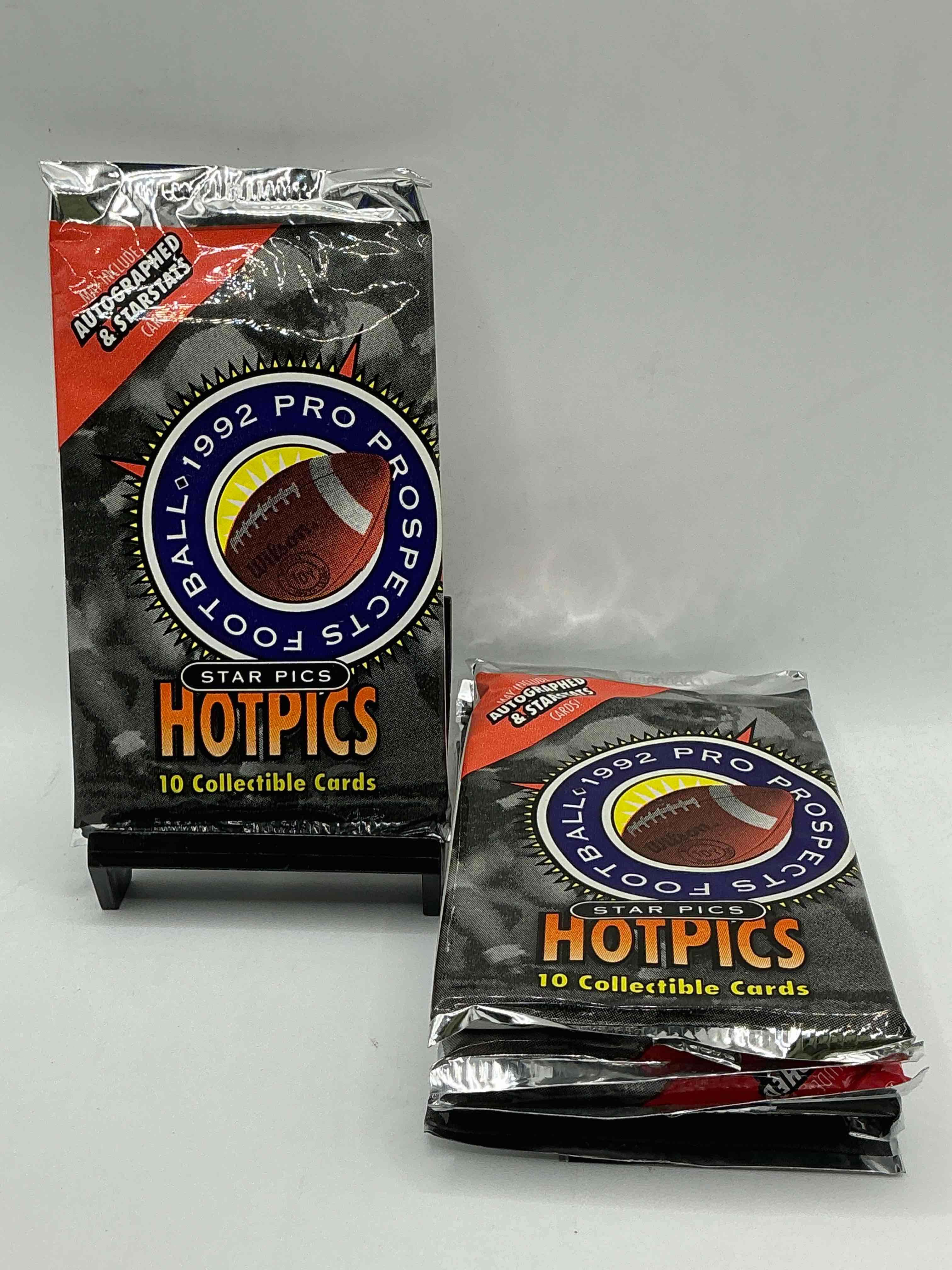 autographs & starstats! 1992 pro prospects football star pics “hotpics”! 10 cards per pack wow! great for any sports card collection!