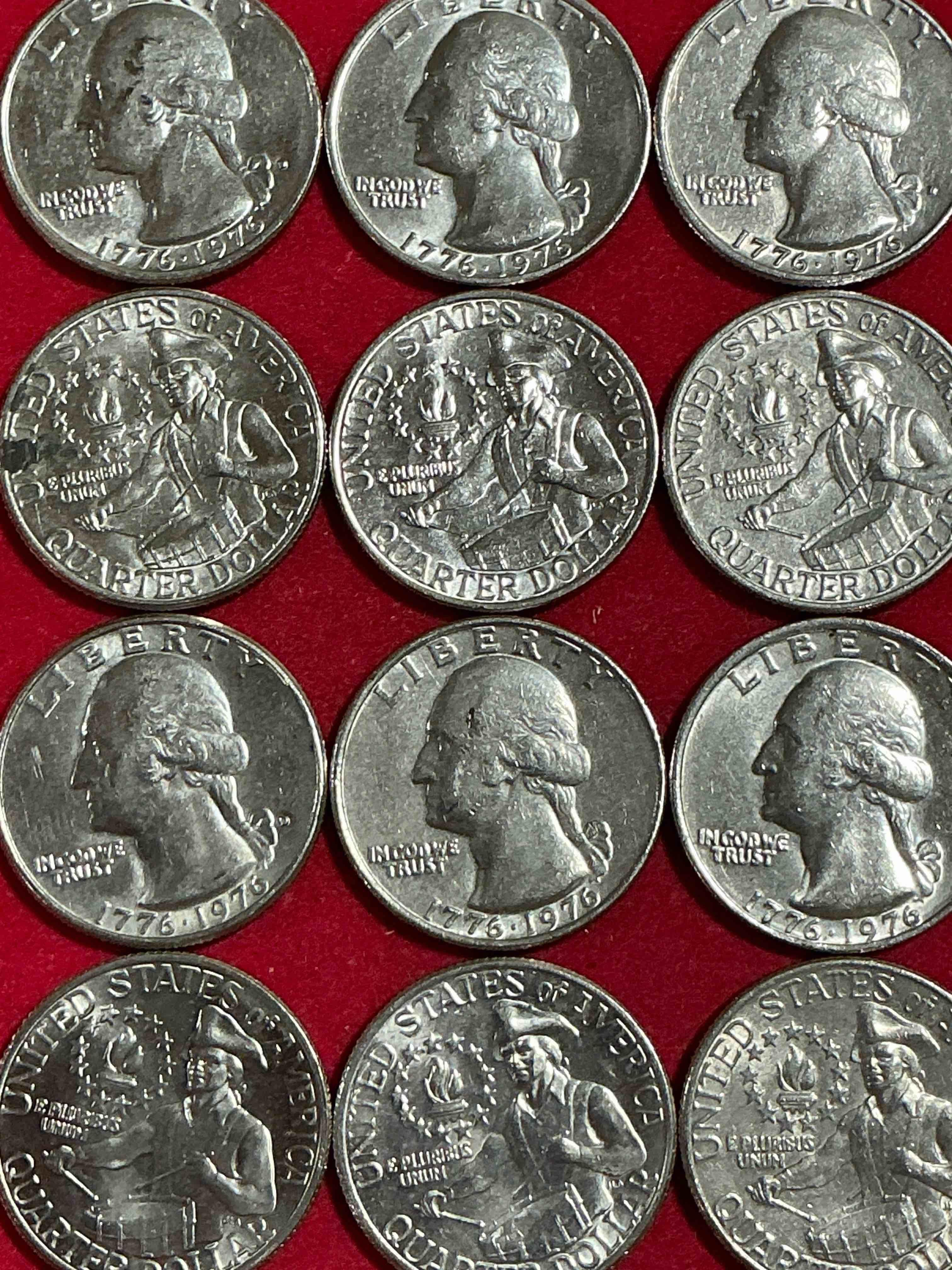 Condition photo showing Good Condition for 1976 bicentennial bliss! quarters! in 1976 the u.s. mint produced coins celebrating the 200 year anniversary of america. up for auction are awesome examples of bicentennial quarters produced for this... the infamous 200 year anniversary edition! highly desirable for collectors! own pieces of history & get ready for america's 250 year anniversary coming soon!