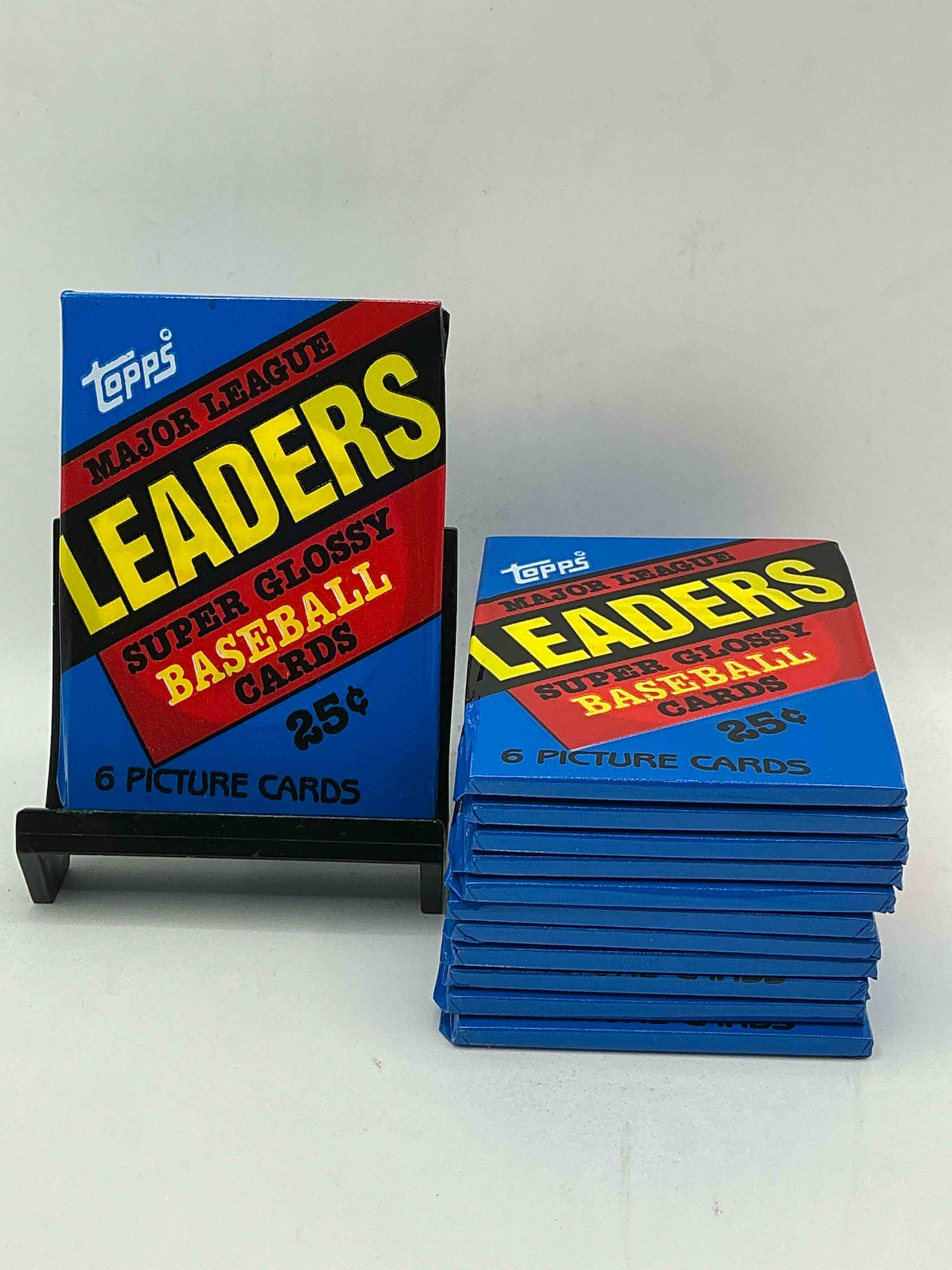 Ultra Rare! 1986 "MLB Leaders" Unopened Miniature Baseball Collectible Card Packs, 6 Cards Per Pack, Direct From Original Retail Case. Super Rare, Impossible To Find! Like New Condition!