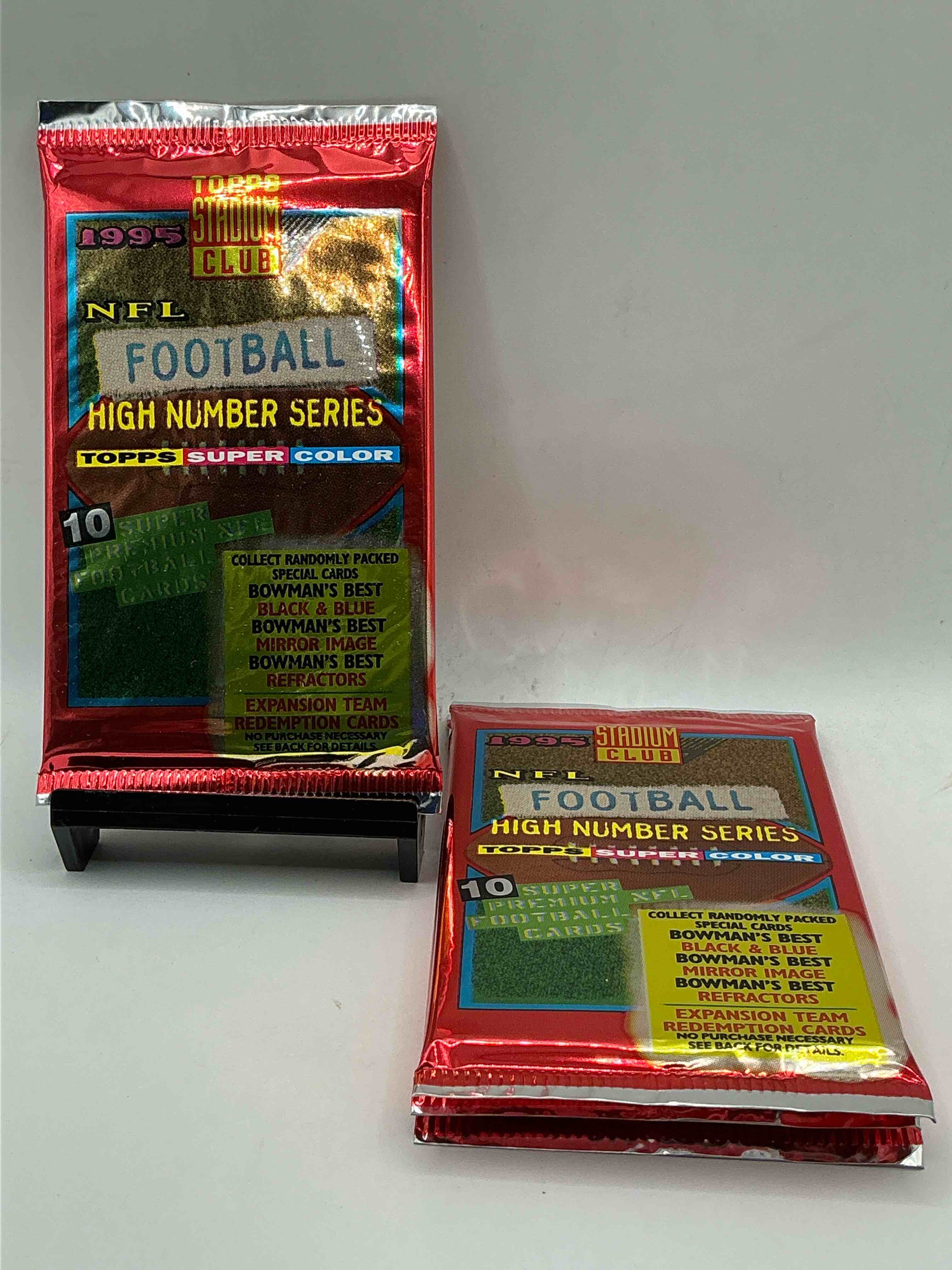 1995 NFL Football High Number Series Topps Stadium Club Super Color! 10 Super Premium NFL Football Cards! Collect Randomly Packed Cards, Bowman’s Best, Black & Blue, Mirror Image, Refractors & More! Rare Packs!