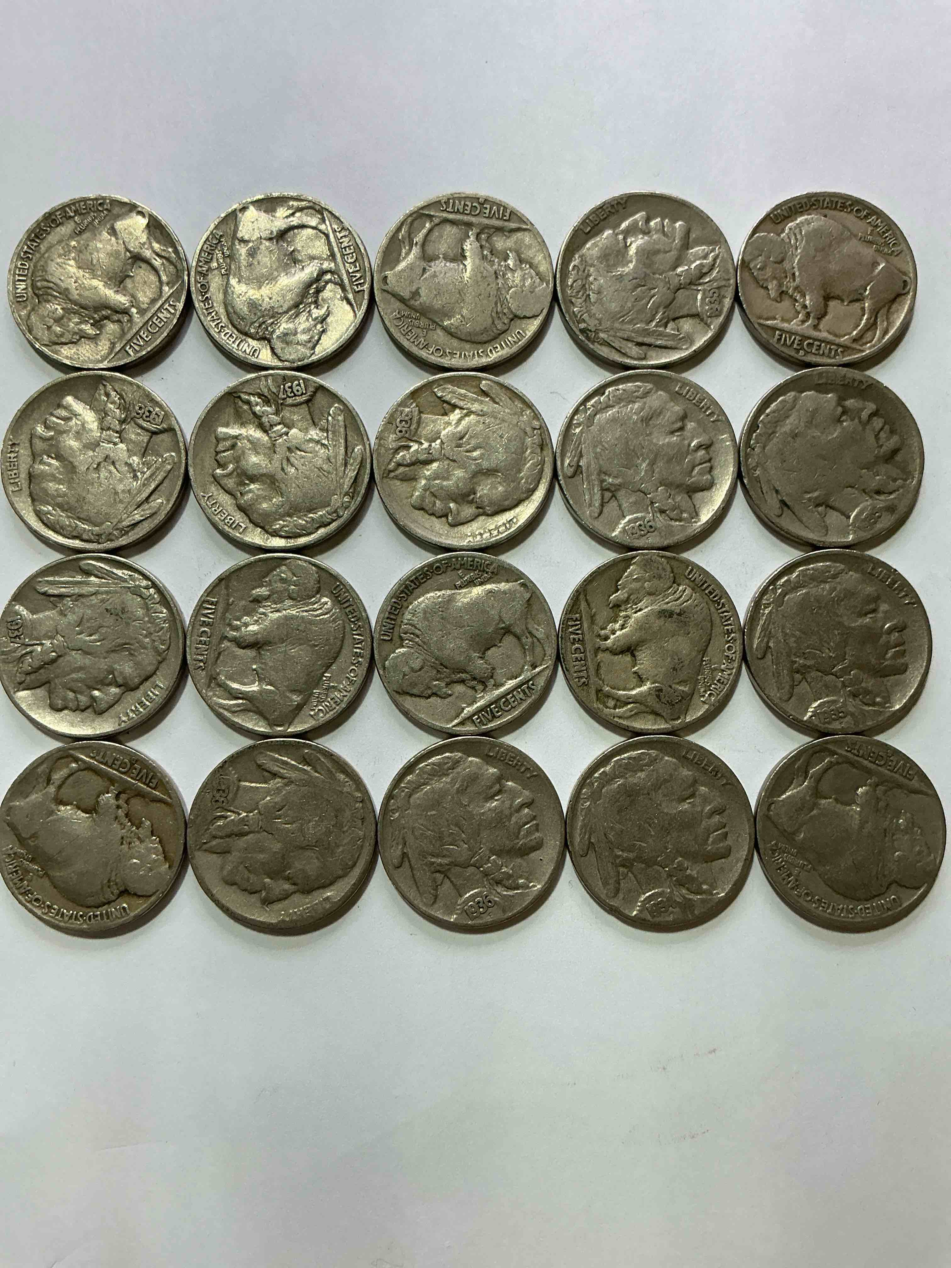 Condition photo showing New/Like New for historic buffalo nickels! indian head buffalo nickels were minted from 1913 to 1938 & have become a favorite for coin collectors around the world! own pieces of american history with these cool indian head buffalo nickels in circulated condition, most with visible dates which is very rare for buffalo nickels!
