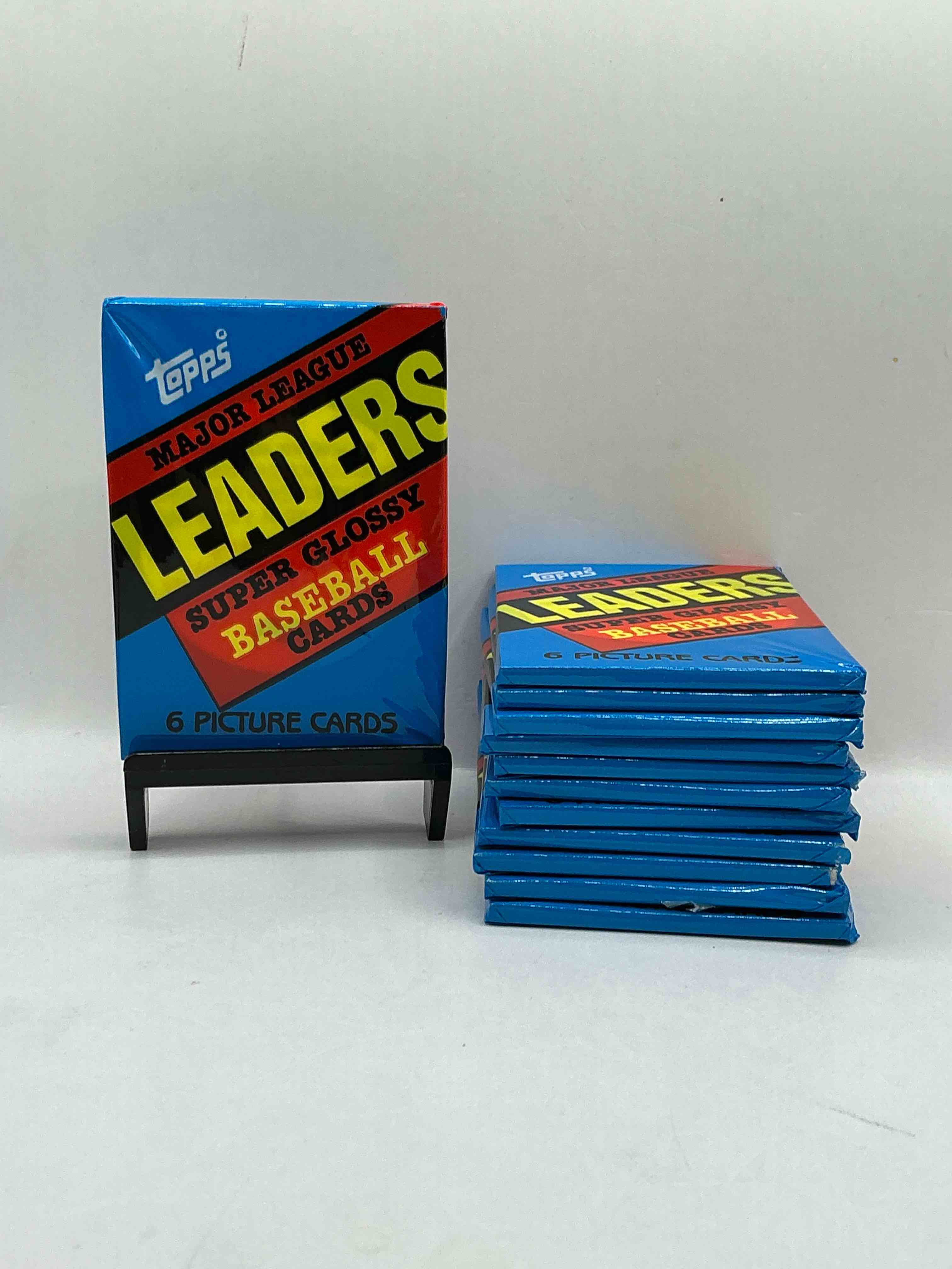 Ultra Rare! 1986 "MLB Leaders" Unopened Miniature Baseball Collectible Card Packs, 6 Cards Per Pack, Direct From Original Retail Case. Super Rare, Impossible To Find! Like New Condition!