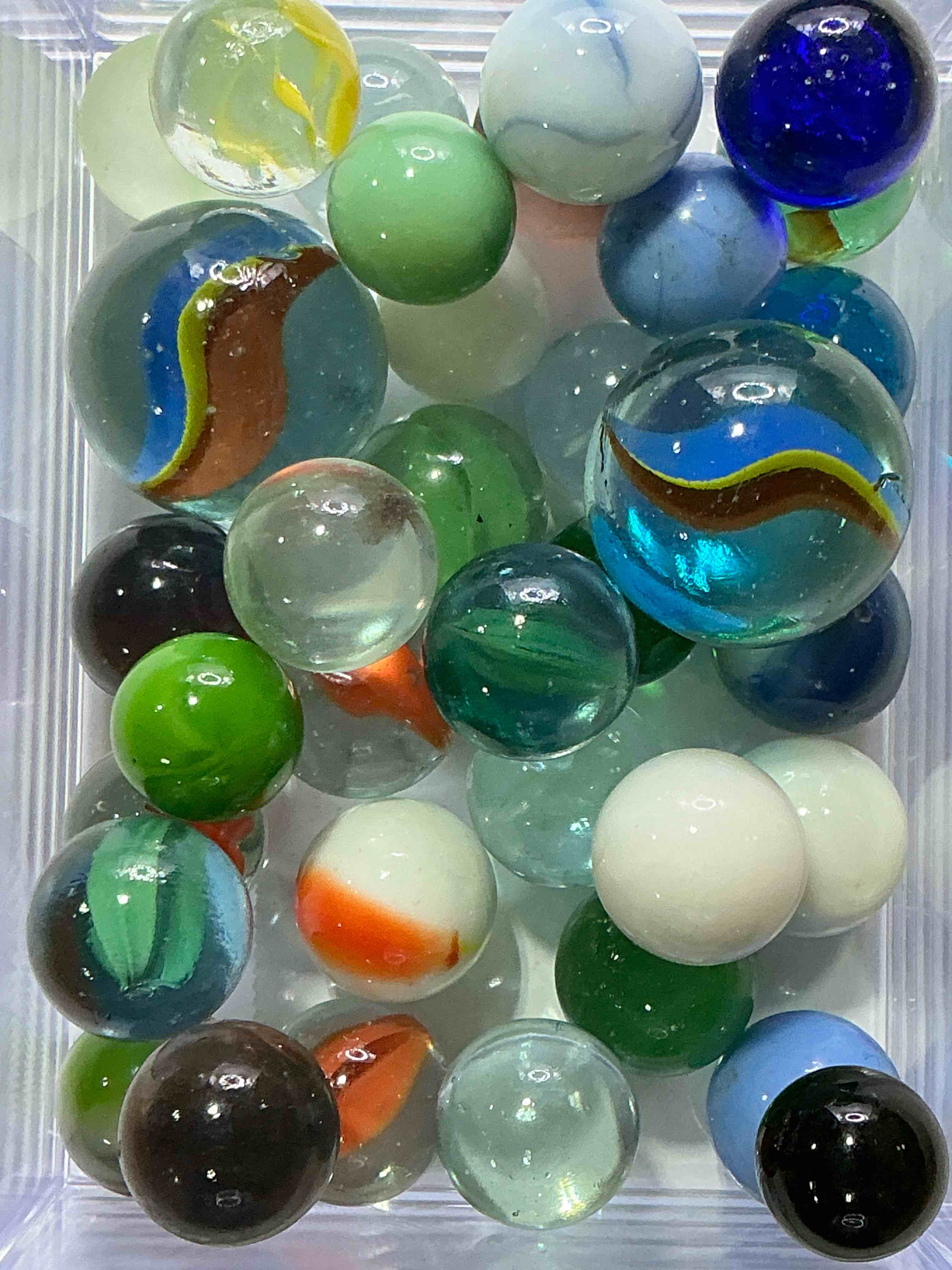 antique glass marbles! genuine stunning marbles lot, all marbles made between the years 1925-1965 & made with uranium! many are great depression era & even earlier! gorgeous, authentic pieces of history!  