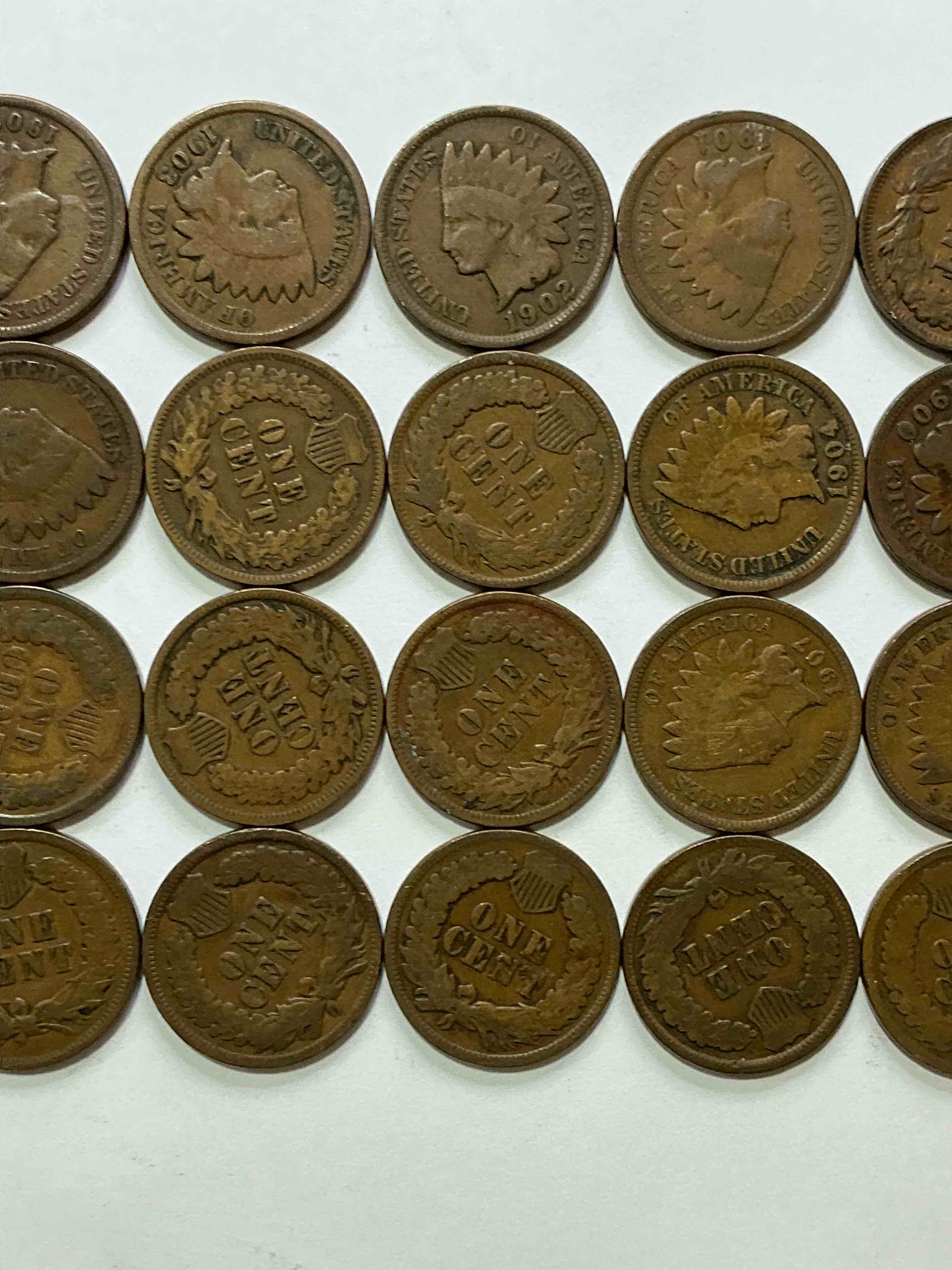Indian Head Pennies! These Gorgeous U.S. Pennies Were Minted From 1859-1909 & Have Become Serious Collector Items! The "Indian Head" Design Is Actually A Representation Of Lady Liberty Wearing An Indian Headdress. Here Are Beautiful, Well-Kept Examples Representing Many Different Mint Years! Great For Collecting, Investing & Learning History, & Rare With Visible Dates!