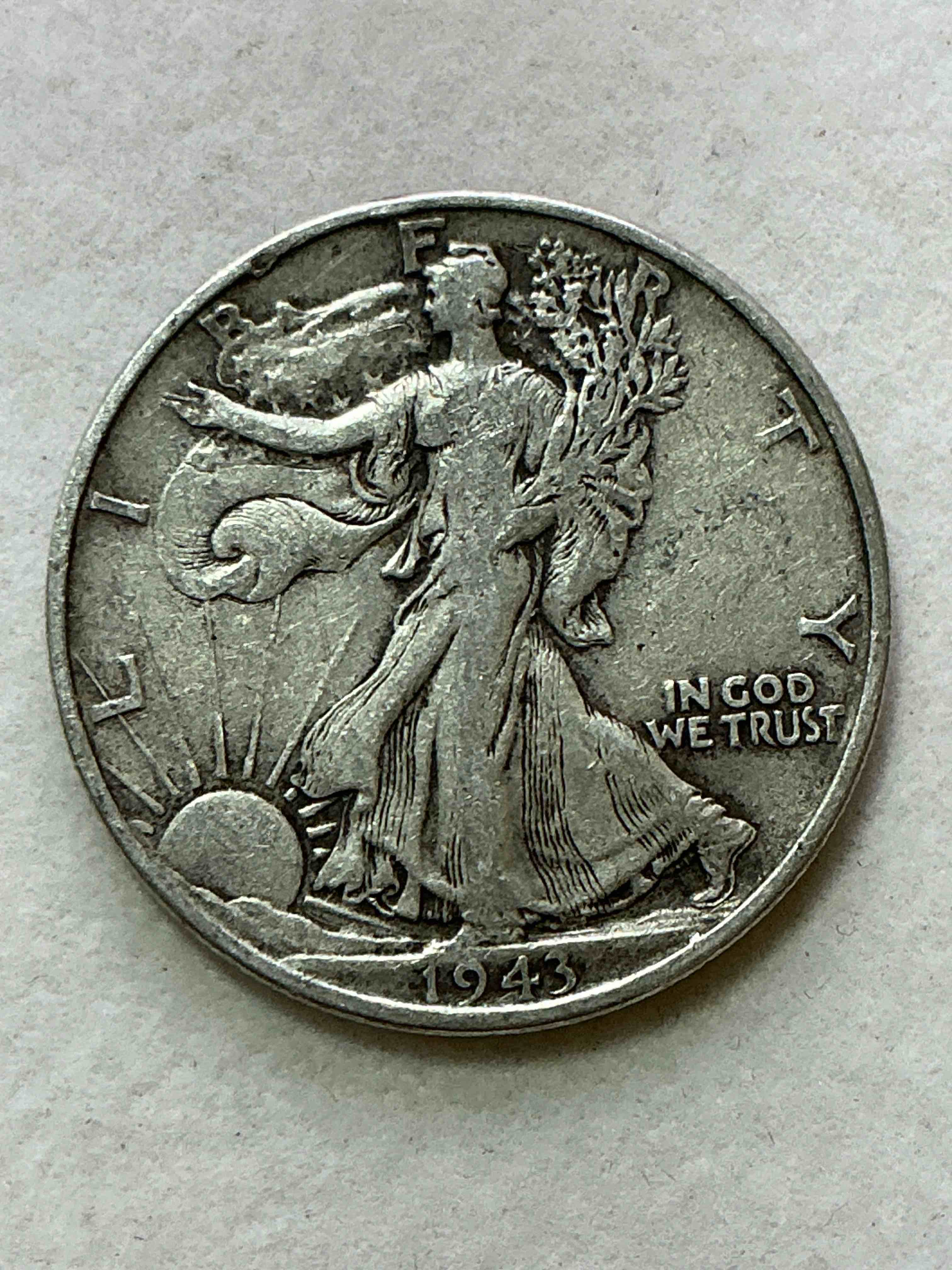 World War II Era Silver! Antique U.S. Silver! Liberty Walking Silver Fine U.S. Silver Half Dollar! This Striking Half Dollars Were Minted From 1916-1947 & Have Become Some Of The Most Collectible Coins In History! Here Is A Striking Appears Uncirculated Example From 1943! Liberty Walking Coins Are 90% Fine U.S. Silver, A Great Investment In Precious Metal!