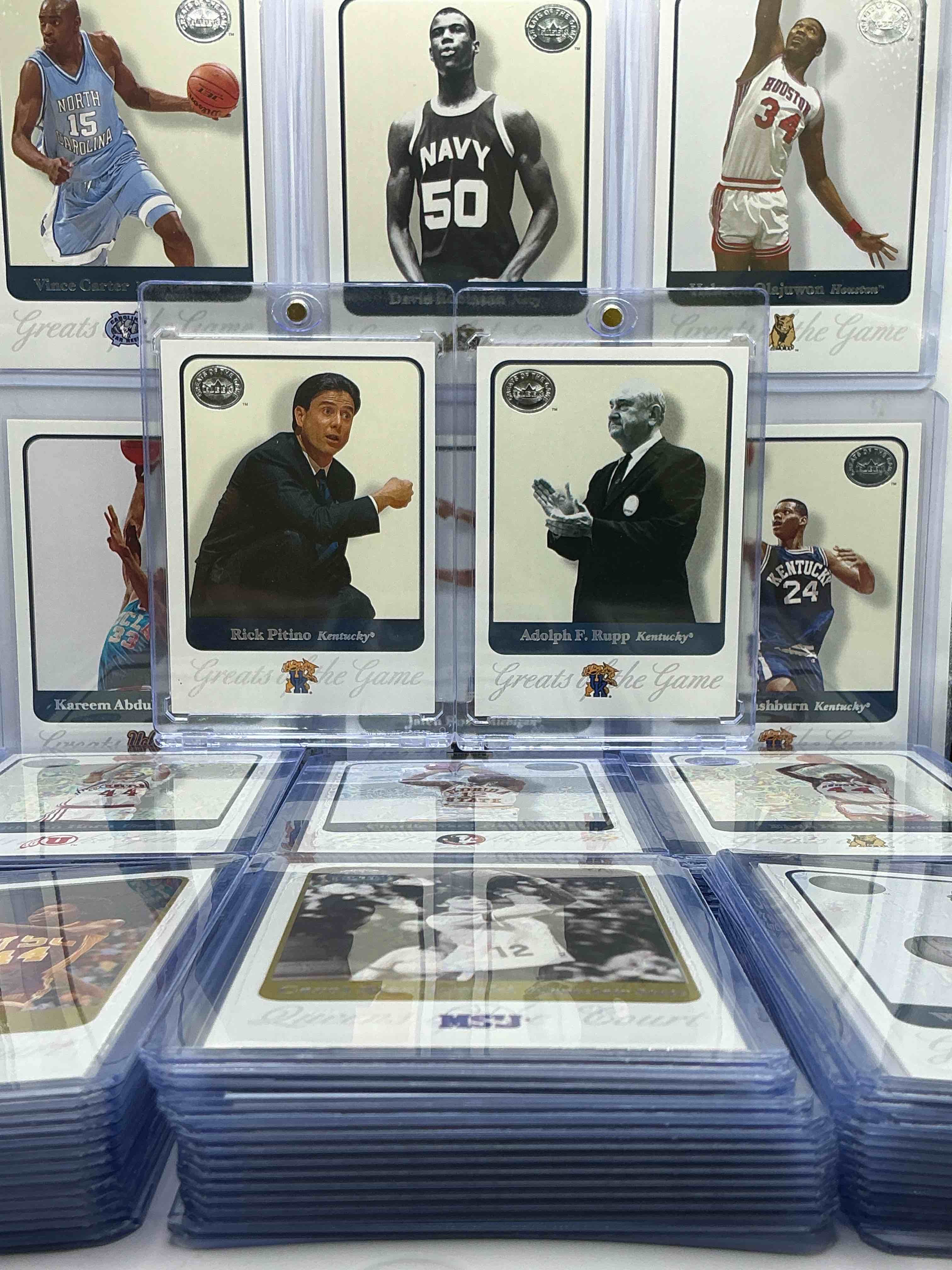 Ultra Rare Basketball!  2001 Fleer/Skybox “Greats Of The Game” Complete 84 Card Set, Excellent Condition!  All Cards Sleeved In Protective Cases!  This Rare Set Includes The Greatest College Players Of All Time, Men & Women!  A Serious Collectors Item Almost Impossible To Find Complete & In This Great Condition!  