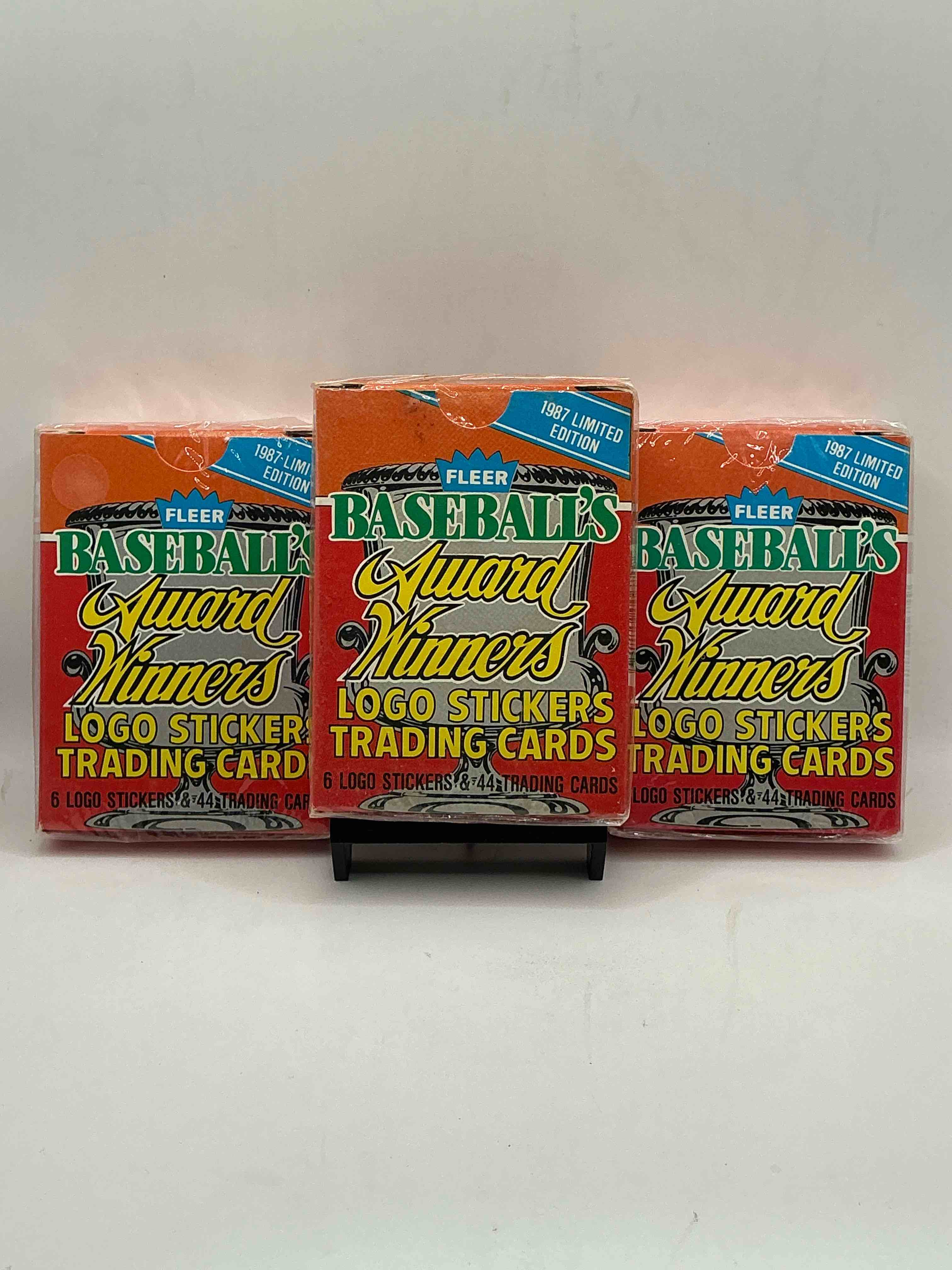 1987 Fleer Baseball Limited Edition Baseball Award Winners Logo Stickers & Trading Cards Boxes! The Complete Limited Edition Set Inside! Ripken, Puckett & More Legends!