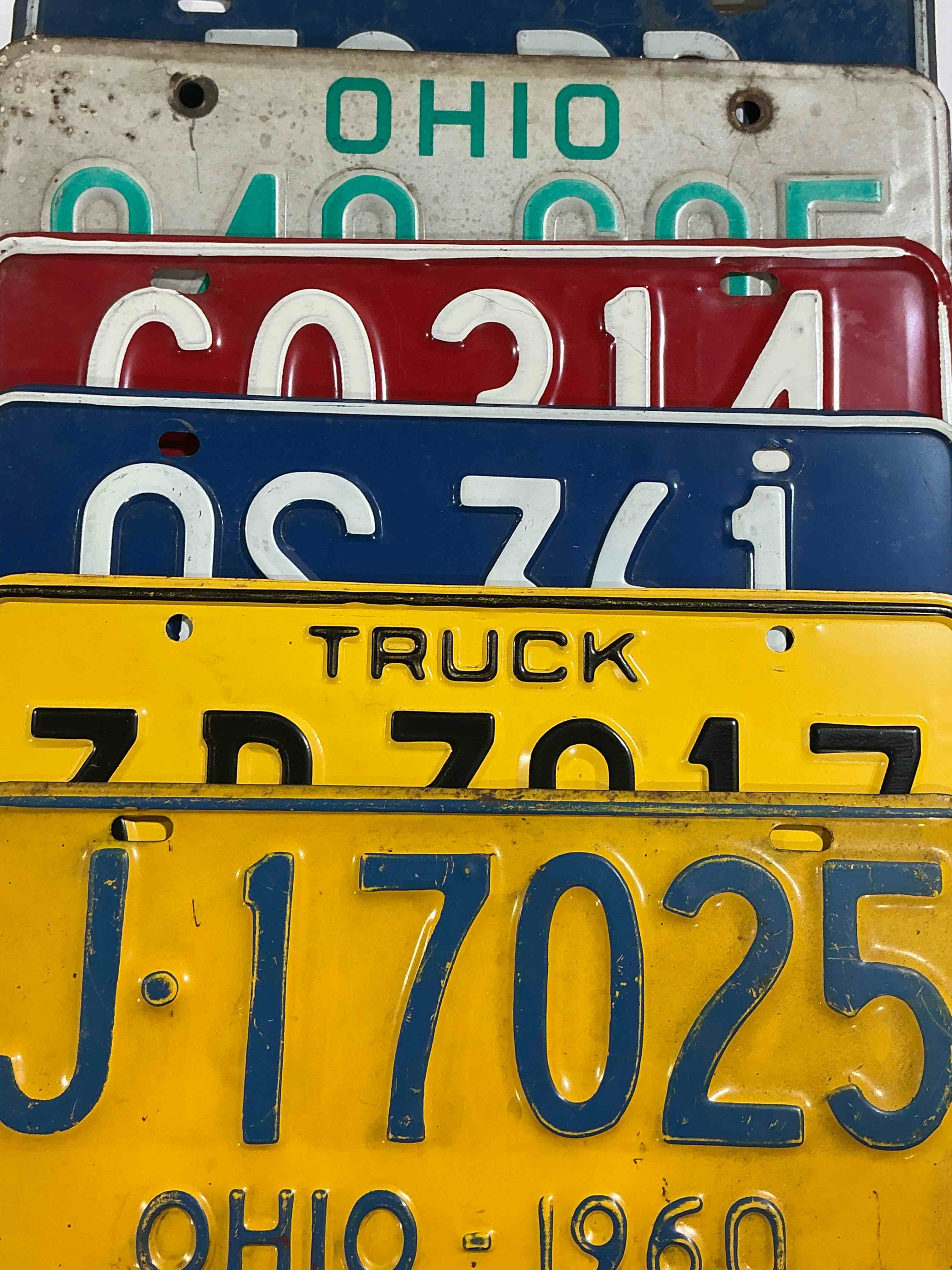 License Plate History, WOW!  Authentic, Original Ohio License Plates Spanning Multiple Decades!  These Are Genuine Heavy Metal Time Pieces, NOT Replicas!  Some Rust & Barn Dust Included!  Almost Impossible To Find!  