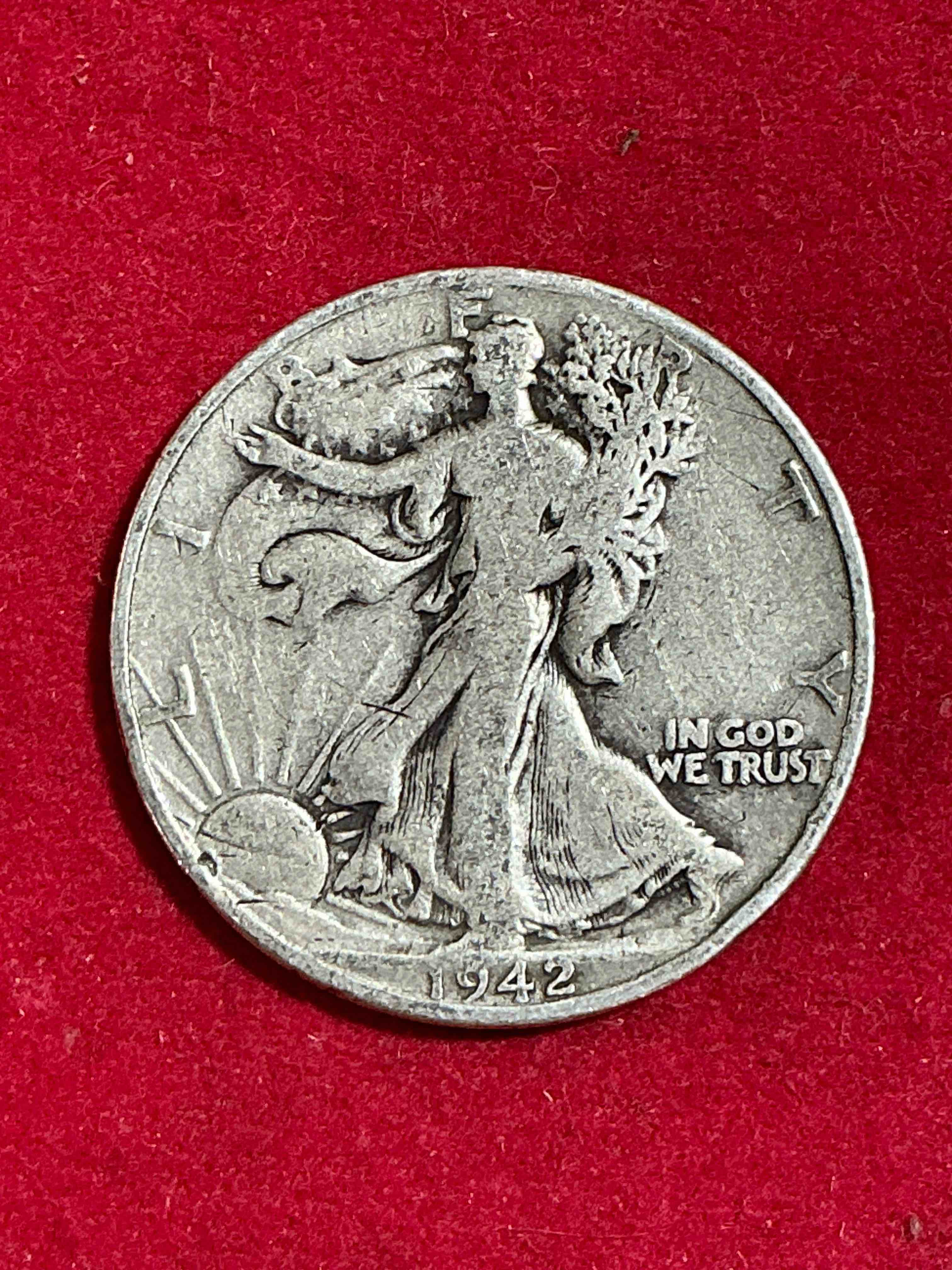 World War II Era Silver! Antique U.S. Silver! Stunning Uncirculated Liberty Walking Silver Half Dollars! These Striking Half Dollars Were Minted From 1916-1947 & Have Become Some Of The Most Collectible Coins In History! Here Is A Striking Uncirculated Example From 1942! Liberty Walking Coins Are 90% Fine U.S. Silver, A Great Investment In Precious Metal!