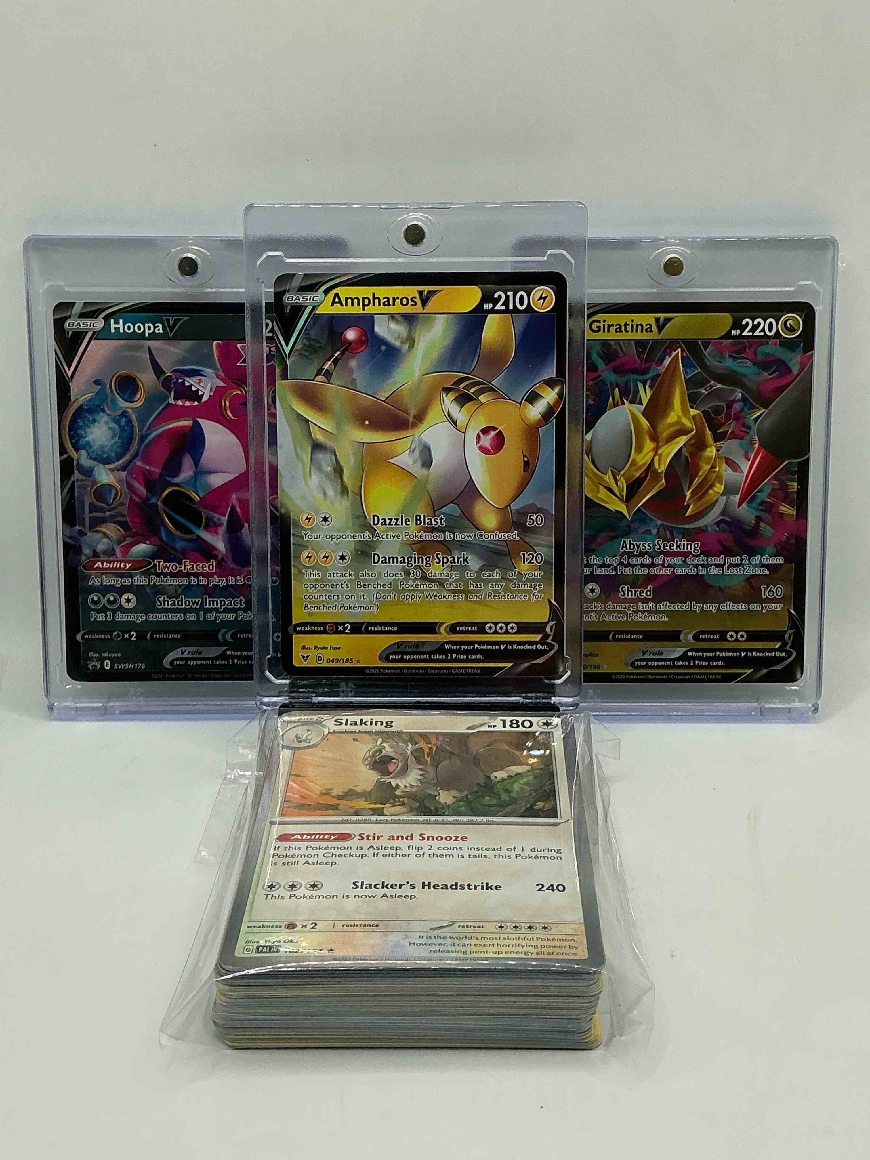 Pokémon Palooza! Hoopa V! Giratina V! Ampharos V! Along With 50 Other Pokémon Heroes, Holos, Legends & Commons- Including Holographic Cards, Stage 2 Cards, Holos In All Forms & More! Also Includes 36 Non Holo Common/ Uncommon Basic & First Stage Cards Trainers & Energy Too! Perfect Set For Collectors & Enthusiasts!