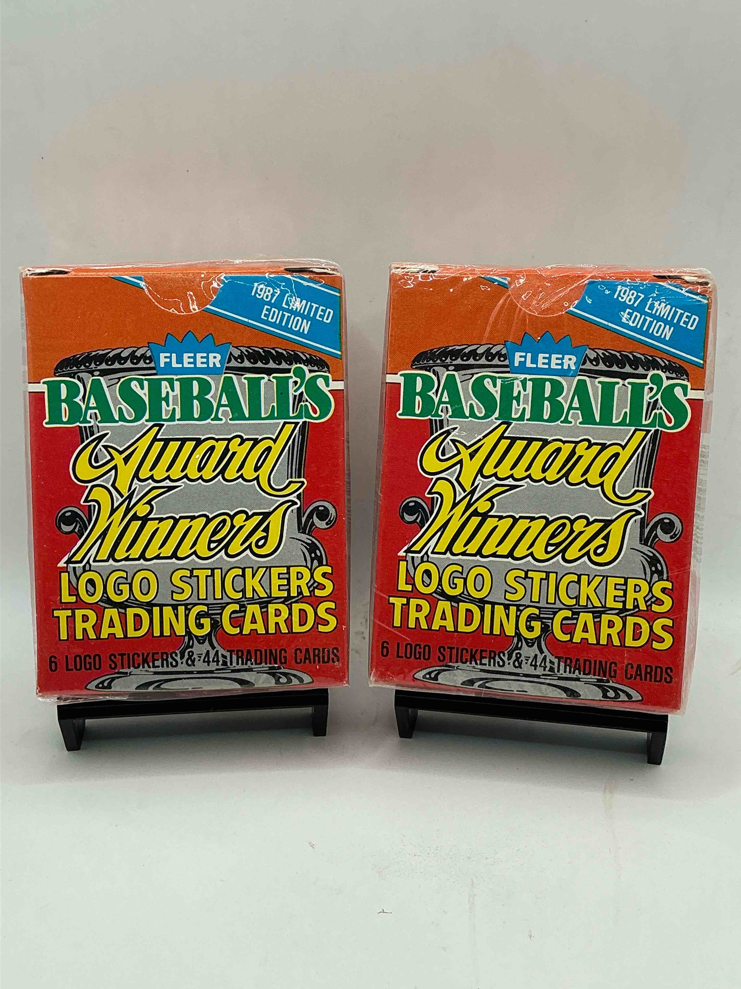 1987 fleer baseball limited edition baseball award winners logo stickers & trading cards boxes! the complete limited edition set inside! ripken, puckett & more legends!