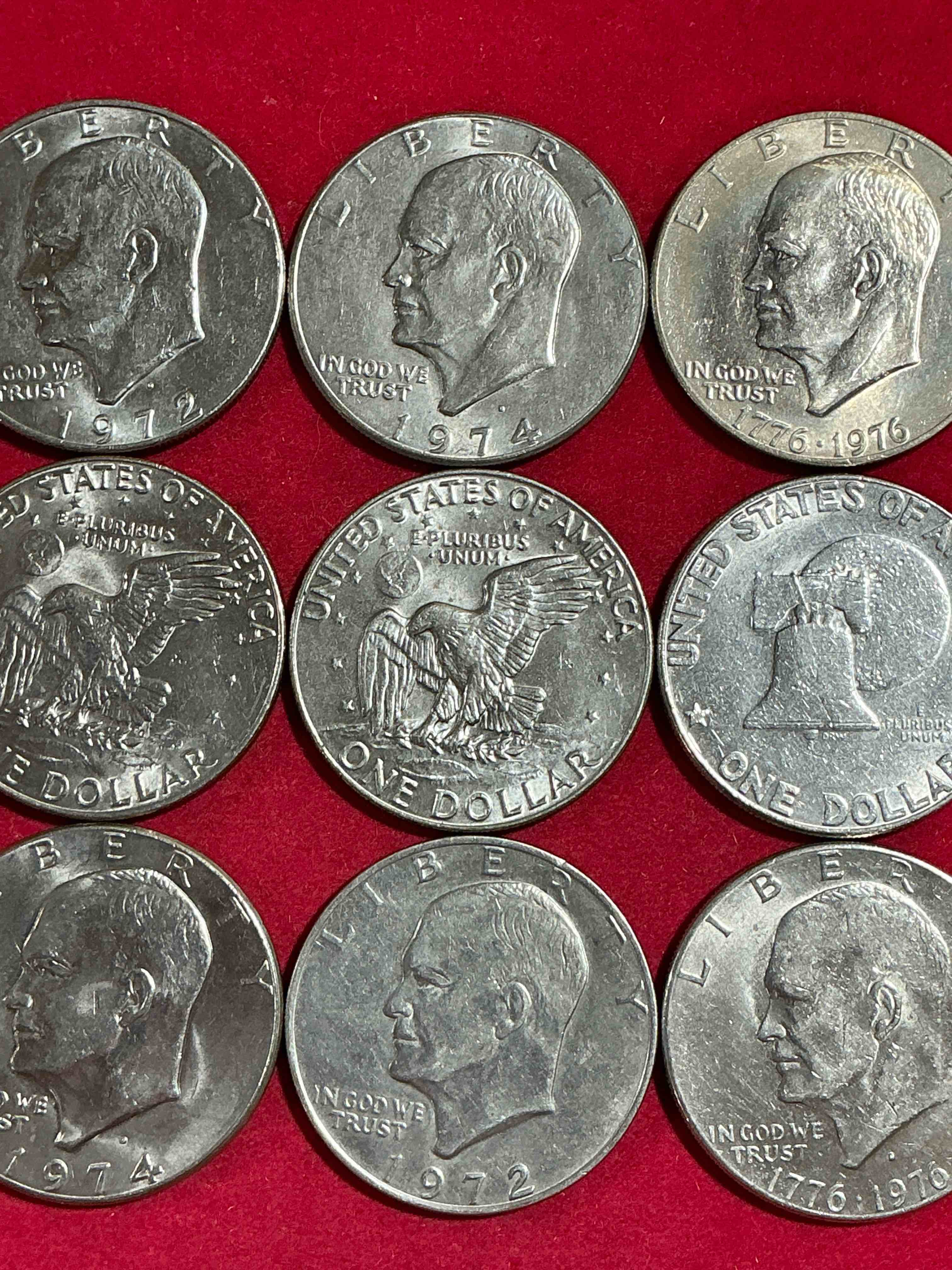 Gorgeous Eisenhower Dollar Coins! These Striking, Large U.S. Coins Were Minted From 1971-1978. Here Are Gorgeous Examples Of “Ike" Dollars From 1976 & Other Years! These Coins Have Become Immensely Popular With Collectors & Some Have Great Toning!