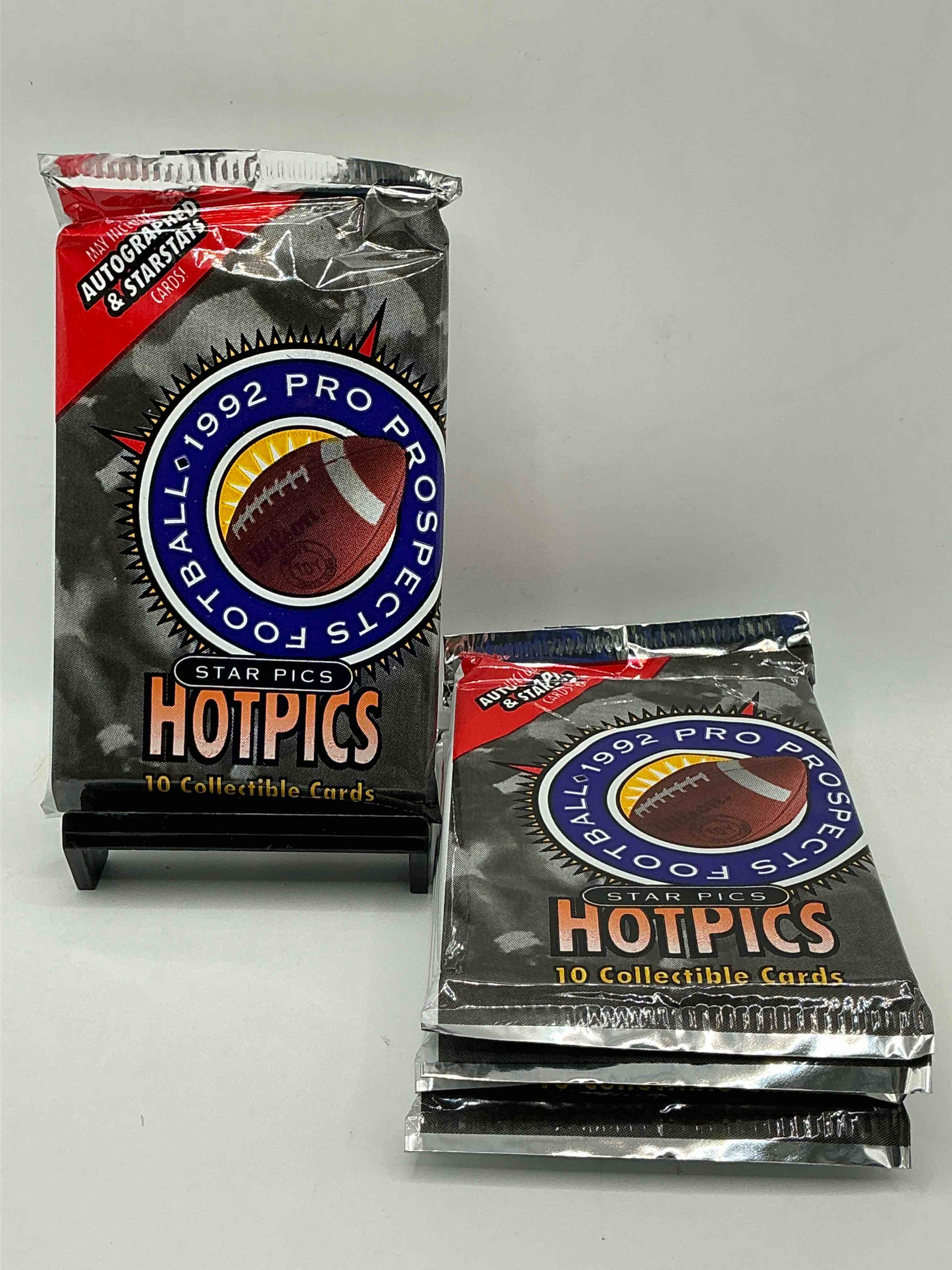 autographs & starstats! 1992 pro prospects football star pics “hotpics”! 10 cards per pack wow! great for any sports card collection!