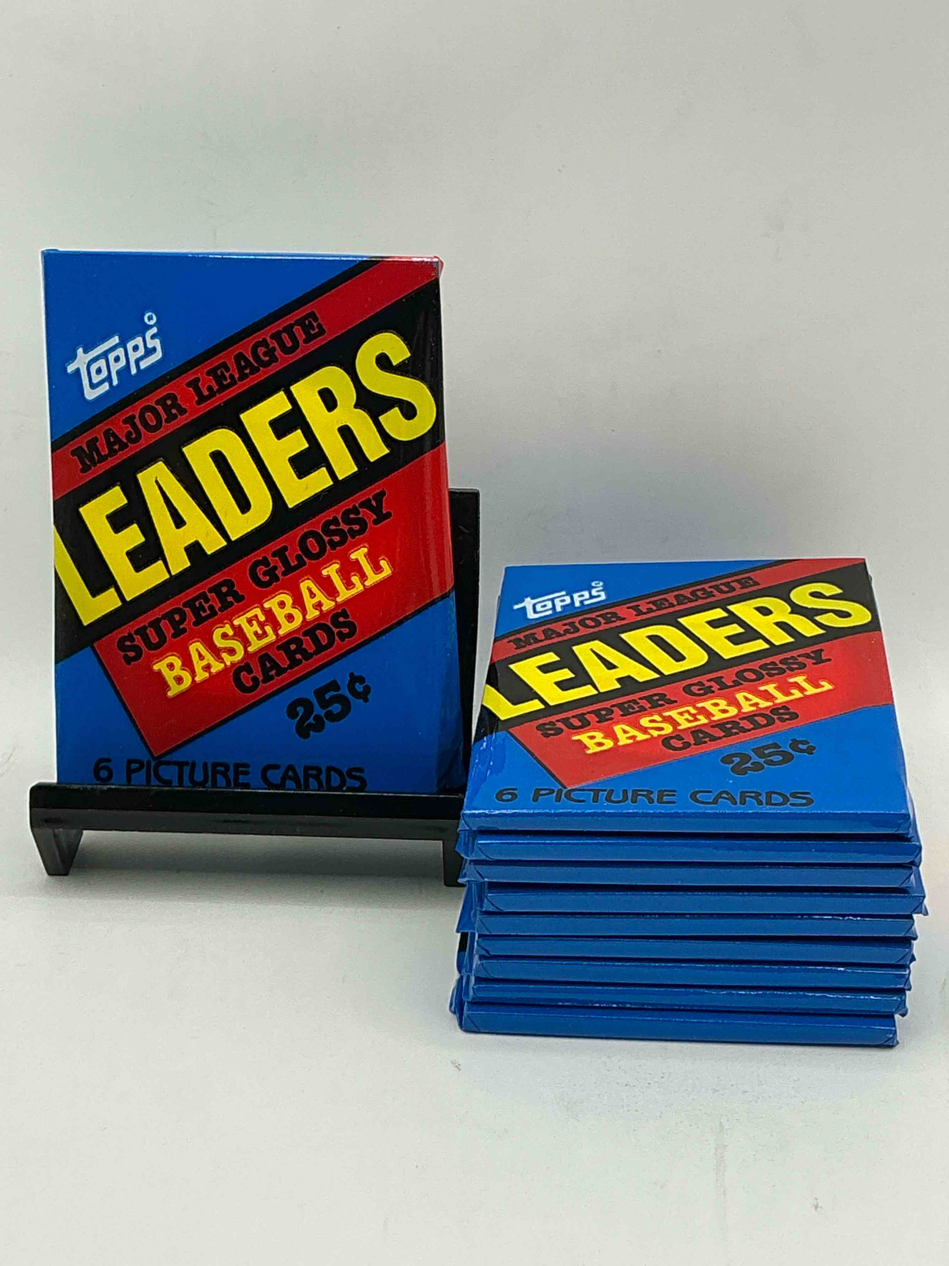 Ultra Rare! 1986 "MLB Leaders" Unopened Miniature Baseball Collectible Card Packs, 6 Cards Per Pack, Direct From Original Retail Case. Super Rare, Impossible To Find! Like New Condition!