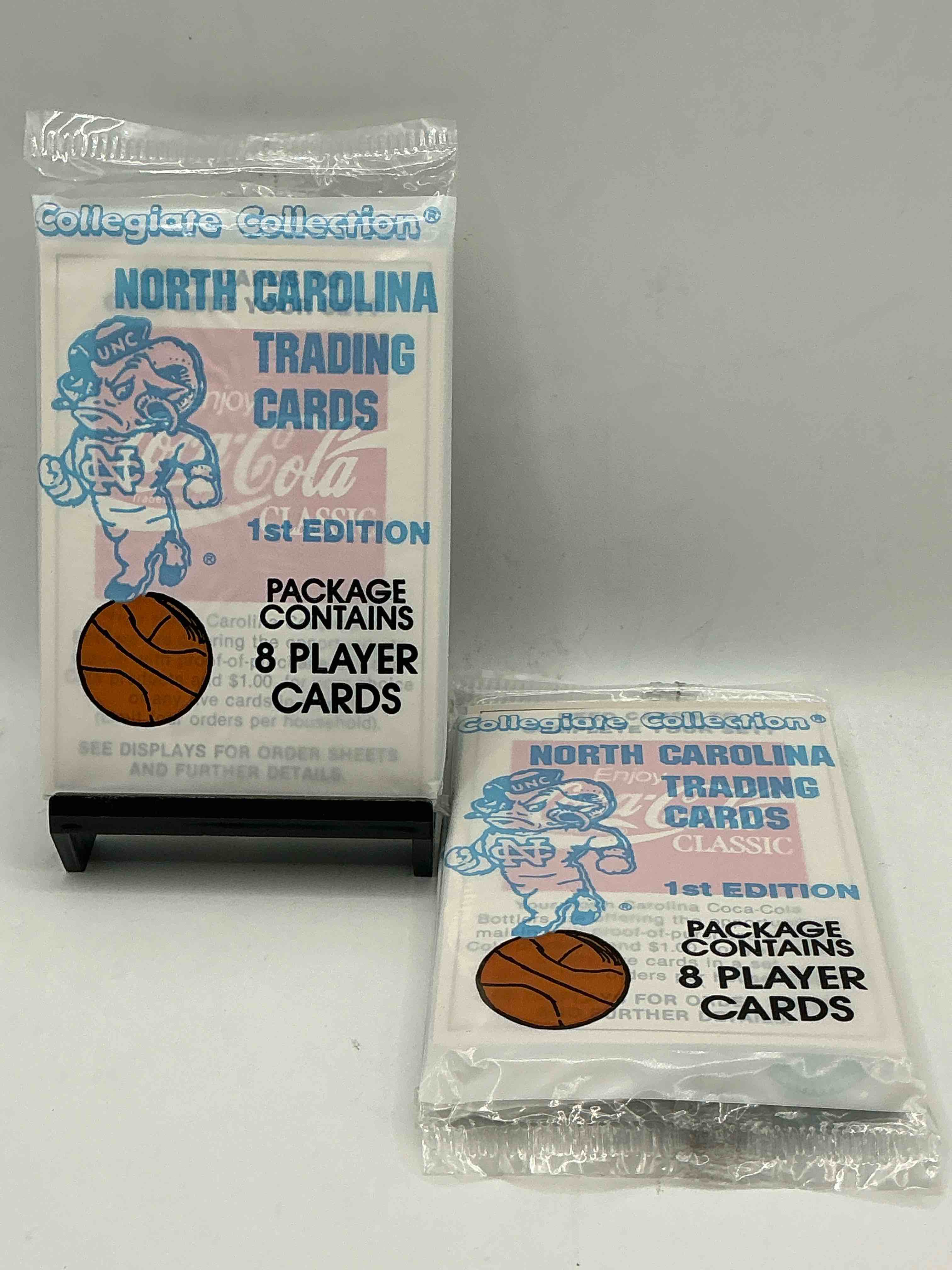 michael jordan! 1989 university of north carolina trading cards 1st edition 8 cards per pack! look for the goat michael jordan cards, maybe even more than one! only one way to find out!