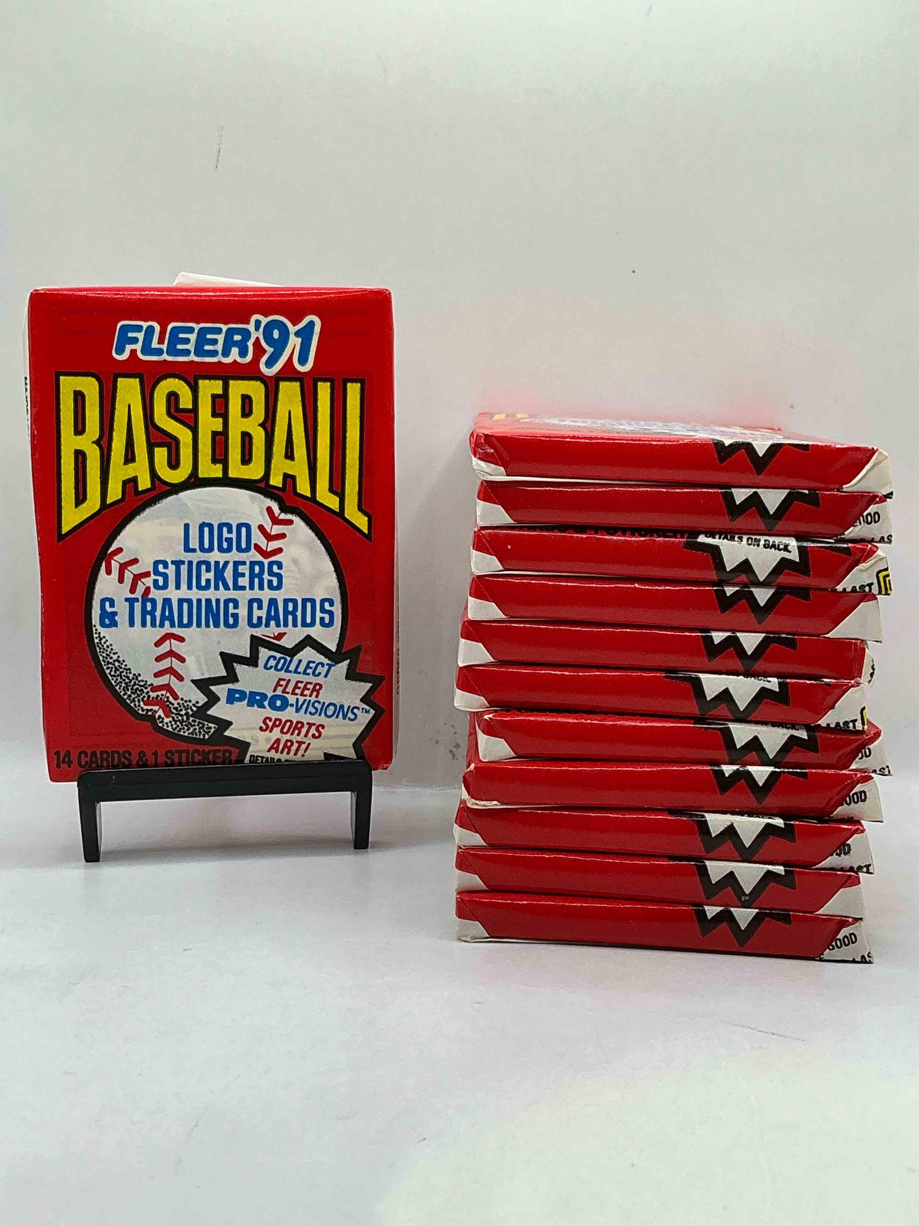 1991 fleer baseball unopened wax pack, direct from original sealed retail case search for griffey jr. & barry bonds "generation stars" combo card #710 (psa 10 value $200), nolan ryan, don mattingly & so much more!
