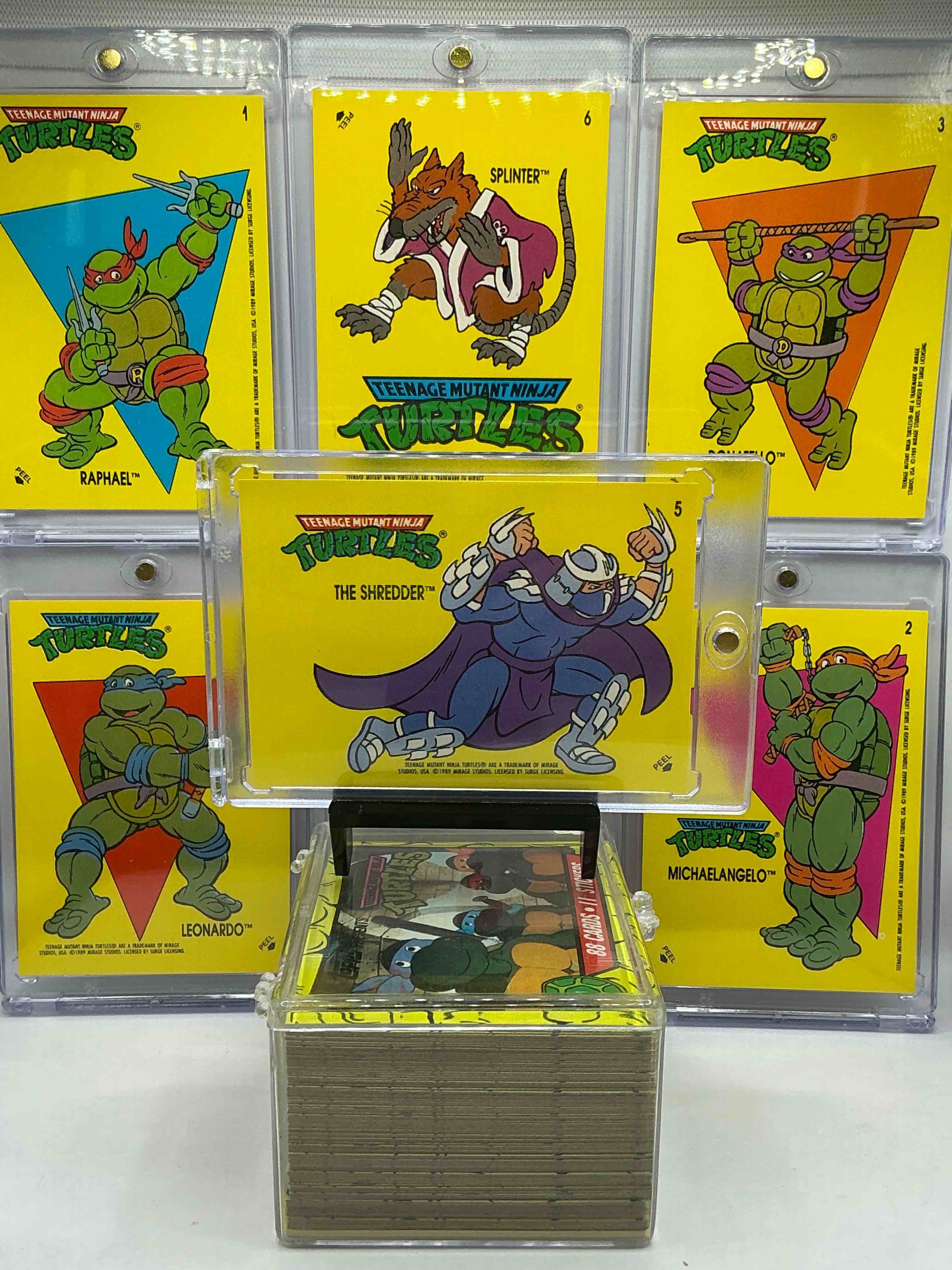 1989 ninja turtle wow! totally complete original, authentic teenage mutant ninja turtles complete trading card & sticker set! all 88 cards & 11 stickers included, for a total qty of 99! excellent condition! your chance to own a genuine tmnt original serious collectible!