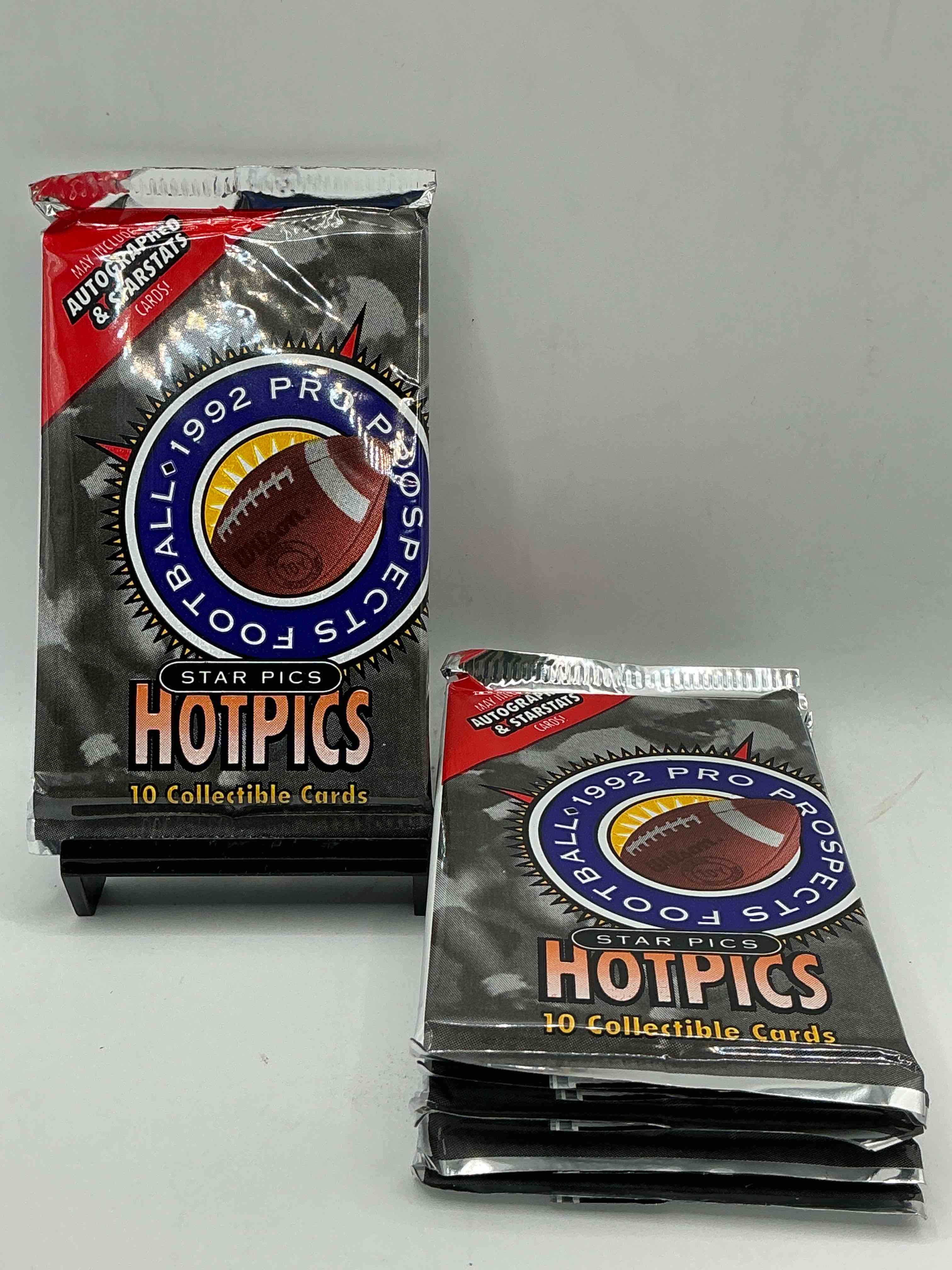 autographs & starstats! 1992 pro prospects football star pics “hotpics”! 10 cards per pack wow! great for any sports card collection!