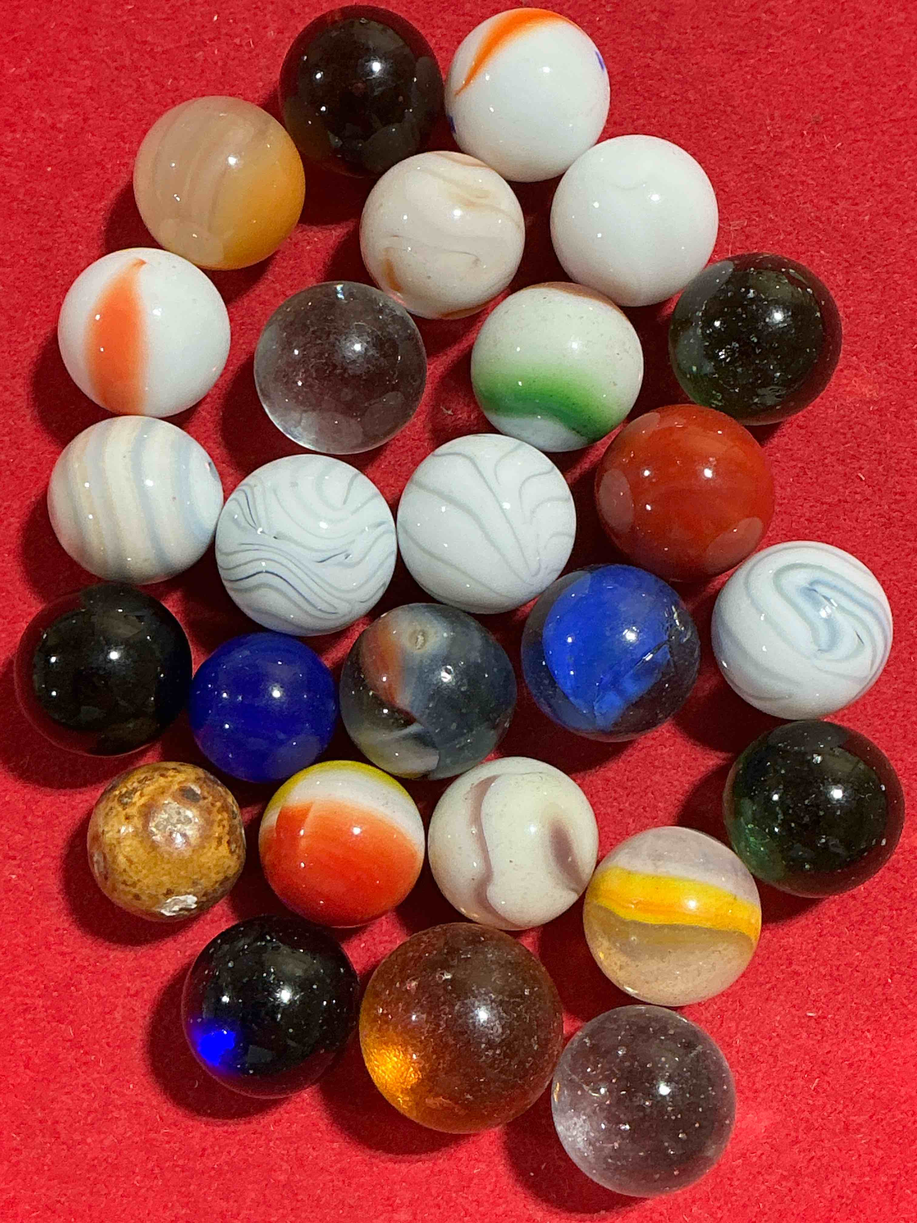 antique glass marbles! genuine stunning marbles lot, all marbles made between the years 1925-1965 & made with uranium! many are great depression era & even earlier! gorgeous, authentic pieces of history!  