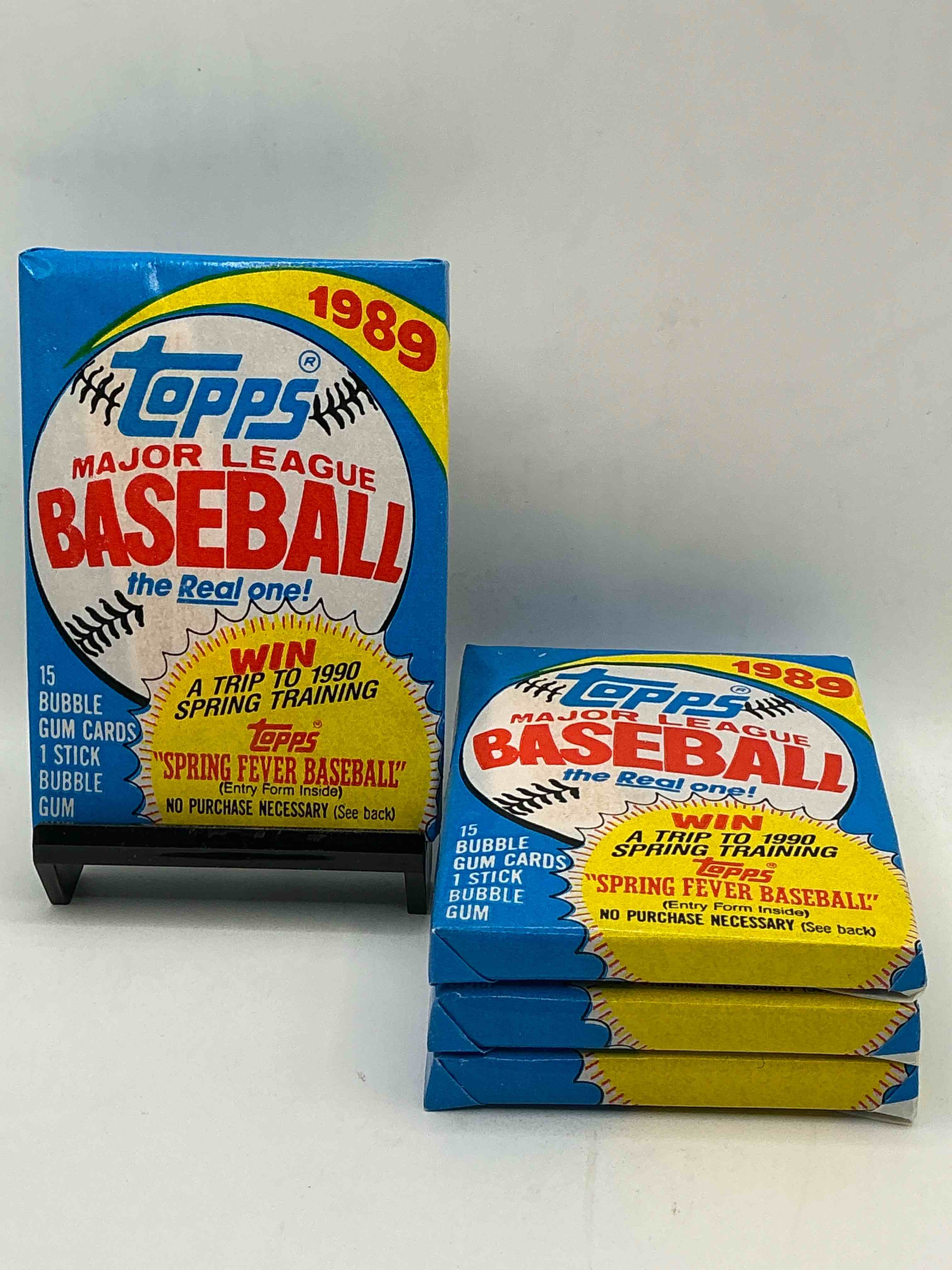 1989 topps baseball unopened sports card wax packs! direct from original retail case! search for valuable rookie cards as well as valuable bo jackson & more!
