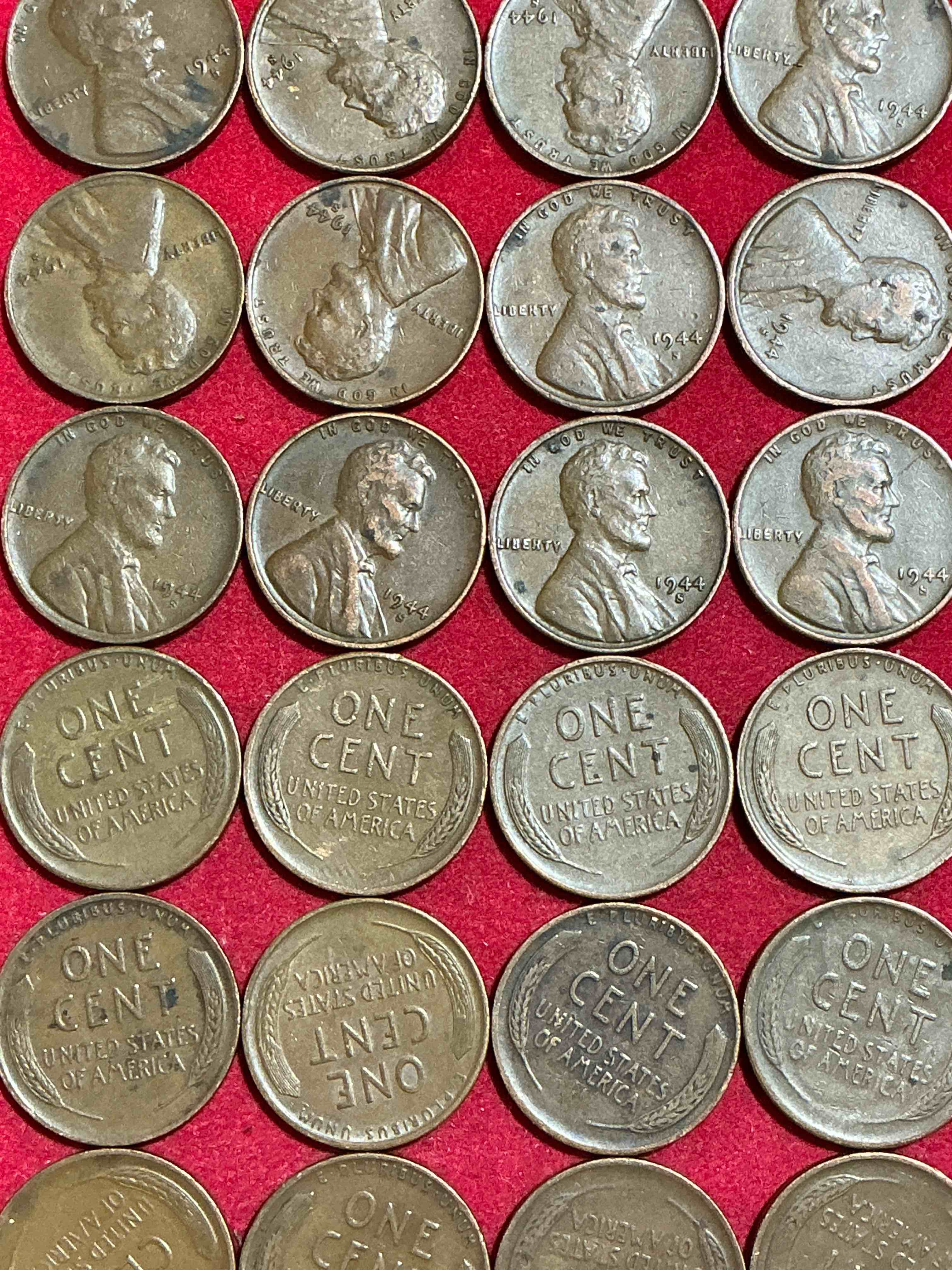 Condition photo showing Good Condition for 1944 rare mint d-day era pennies! d day, june 6 1944 was perhaps the most important day of ww2. own pieces of this era with these awesome 1944 rare san francisco mint pennies in great condition! awesome for world war two buffs!