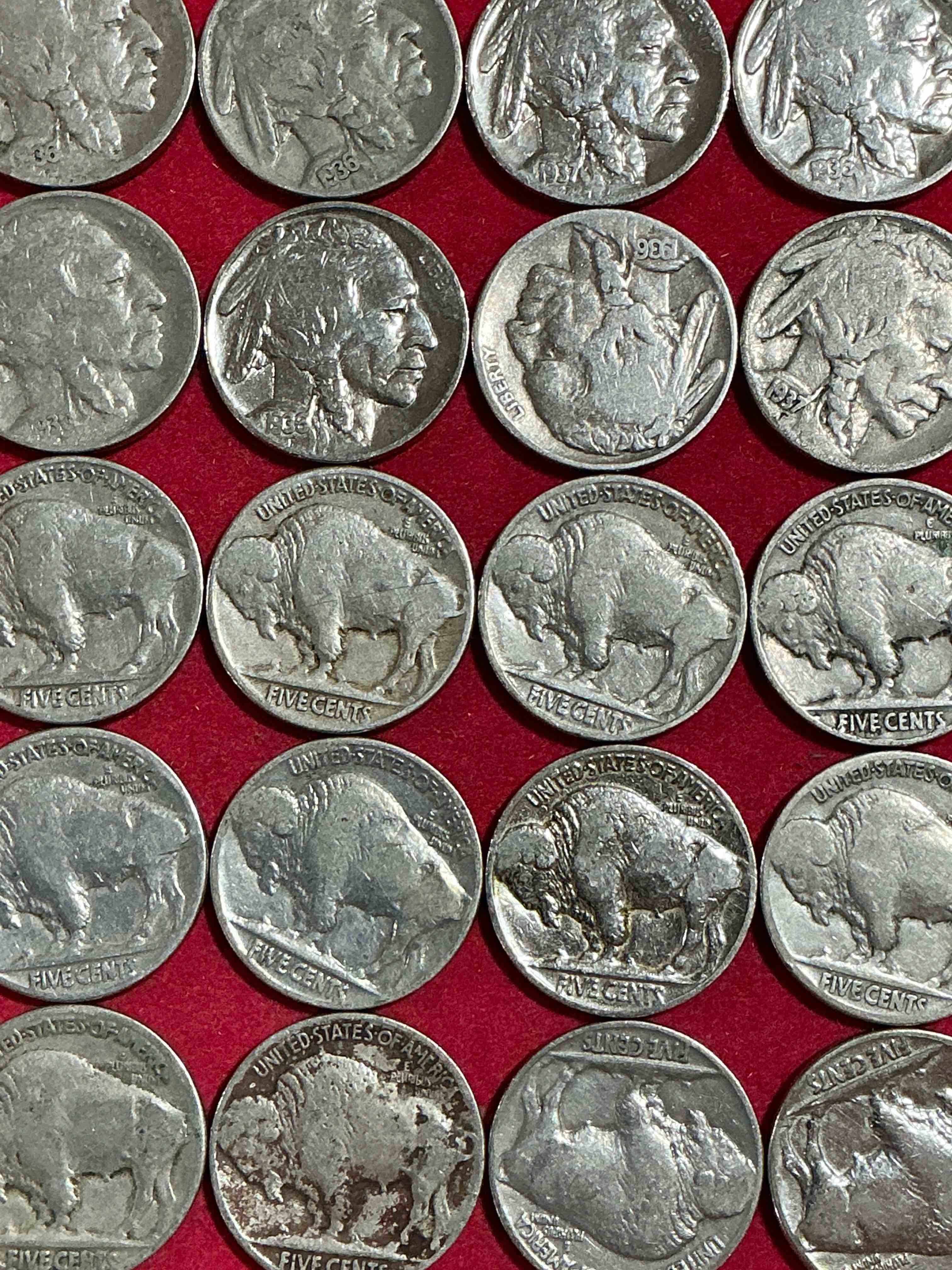 Historic Buffalo Nickels! Indian Head Buffalo Nickels Were Minted From 1913 To 1938 & Have Become A Favorite For Coin Collectors Around The World! Own Pieces Of American History With These Cool Indian Head Buffalo Nickels In Circulated Condition, Most With Visible Dates Which Is Very Rare For Buffalo Nickels!