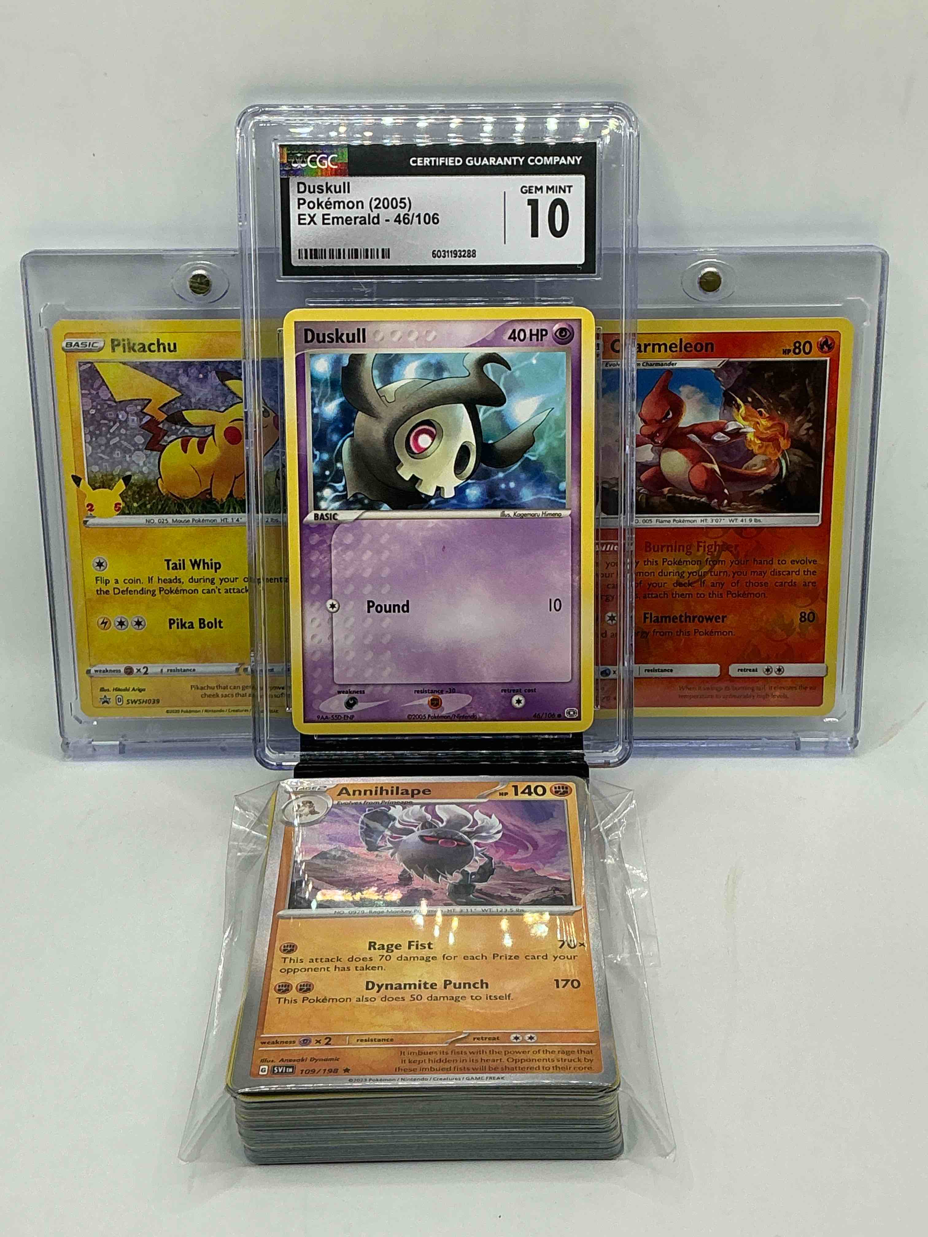 Pokémon Party! Duskull Gem Mint 10! Charmeleon! Pikachu! Along With 50 Other Pokémon Heroes, Holos, Legends & Commons- Including Holographic Cards, Stage 2 Cards, Holos In All Forms & More! Also Includes 36 Non Holo Common/ Uncommon Basic & First Stage Cards Trainers & Energy Too! Perfect Set For Collectors & Enthusiasts!