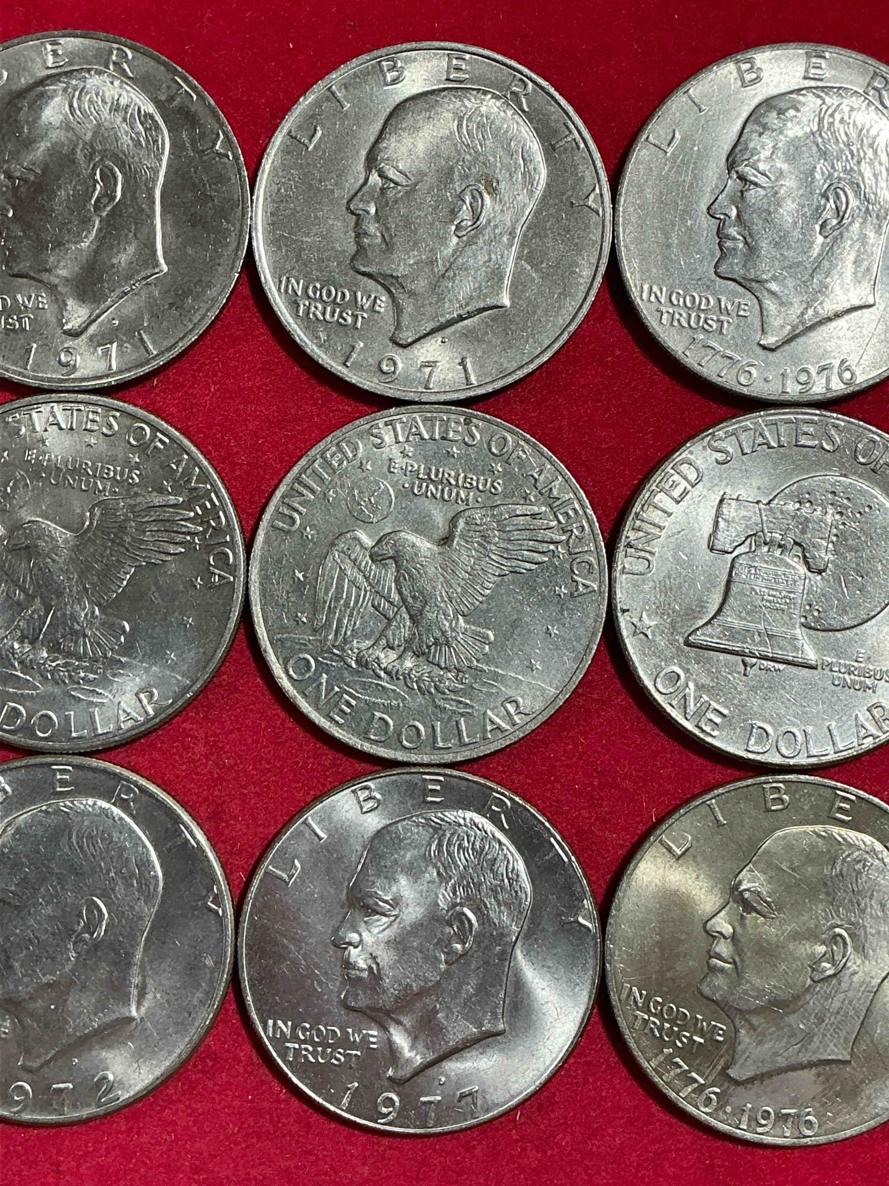 Gorgeous Eisenhower Dollar Coins! These Striking, Large U.S. Coins Were Minted From 1971-1978. Here Are Gorgeous Examples Of “Ike" Dollars From 1976 & Other Years! These Coins Have Become Immensely Popular With Collectors & Some Have Great Toning!