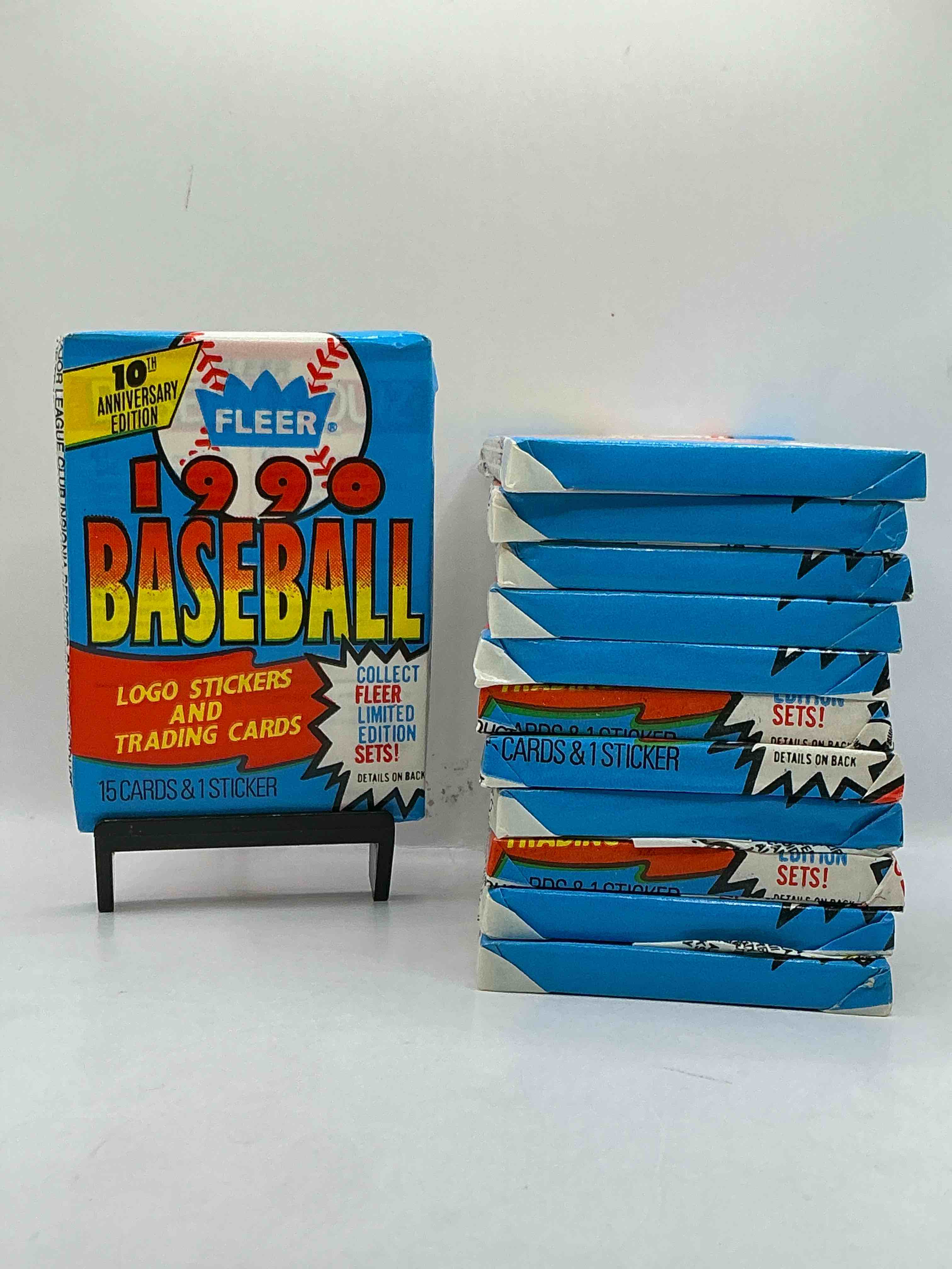 vintage baseball! awesome 1990 fleer baseball unopened sports card wax packs!direct from original box! search for valuable collectible ken griffey jr cards!