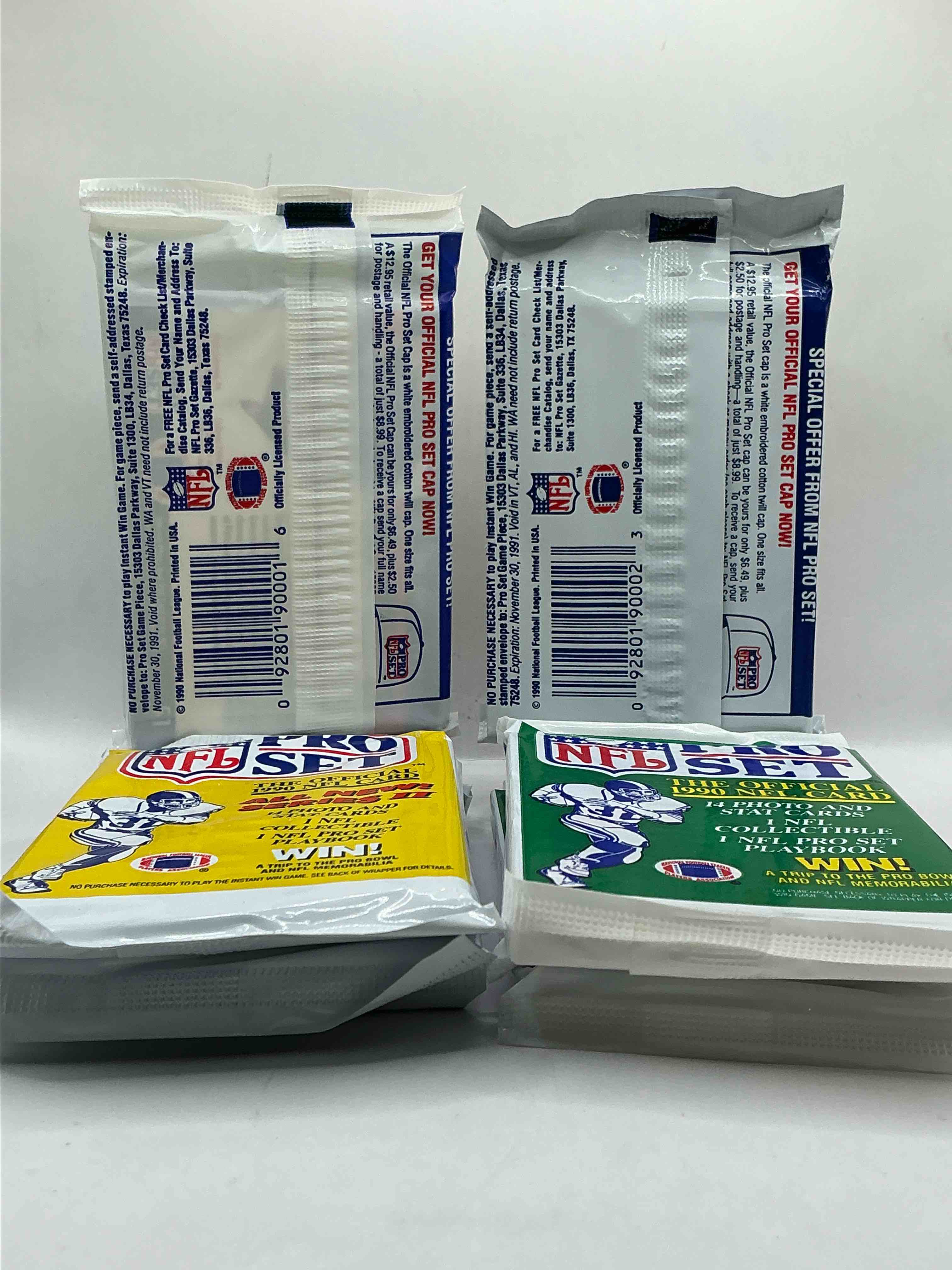 Condition photo showing New/Like New for wow! 1990 pro set football sealed card packs, series i & ii, direct from original retail case!highly sought after by collectors as this year is loaded with high profile cards!search for cards from barry sanders, deion sanders, troy aikman, michael irvin & much more! getting hard to find!